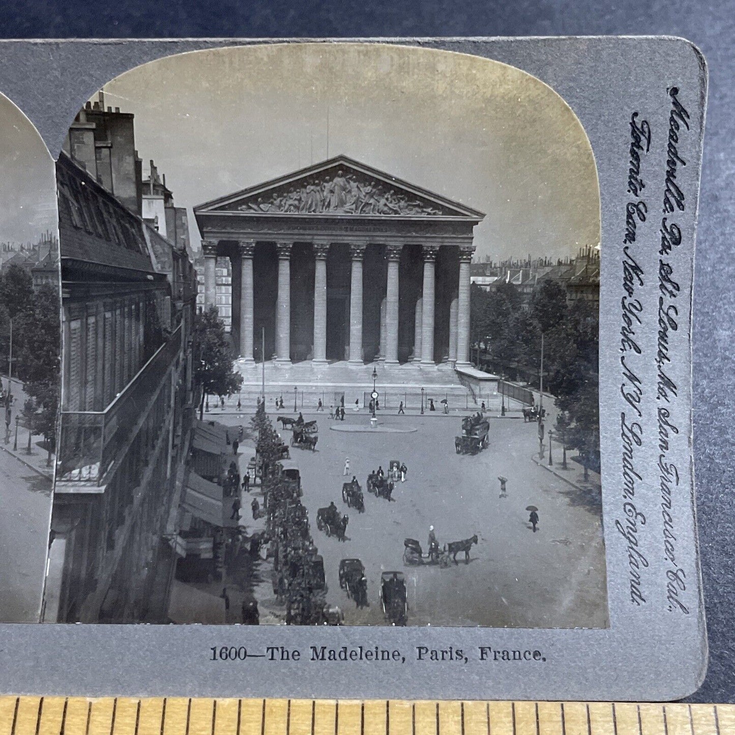 Antique 1895 The Madeleine In Paris France Stereoview Photo Card P5139