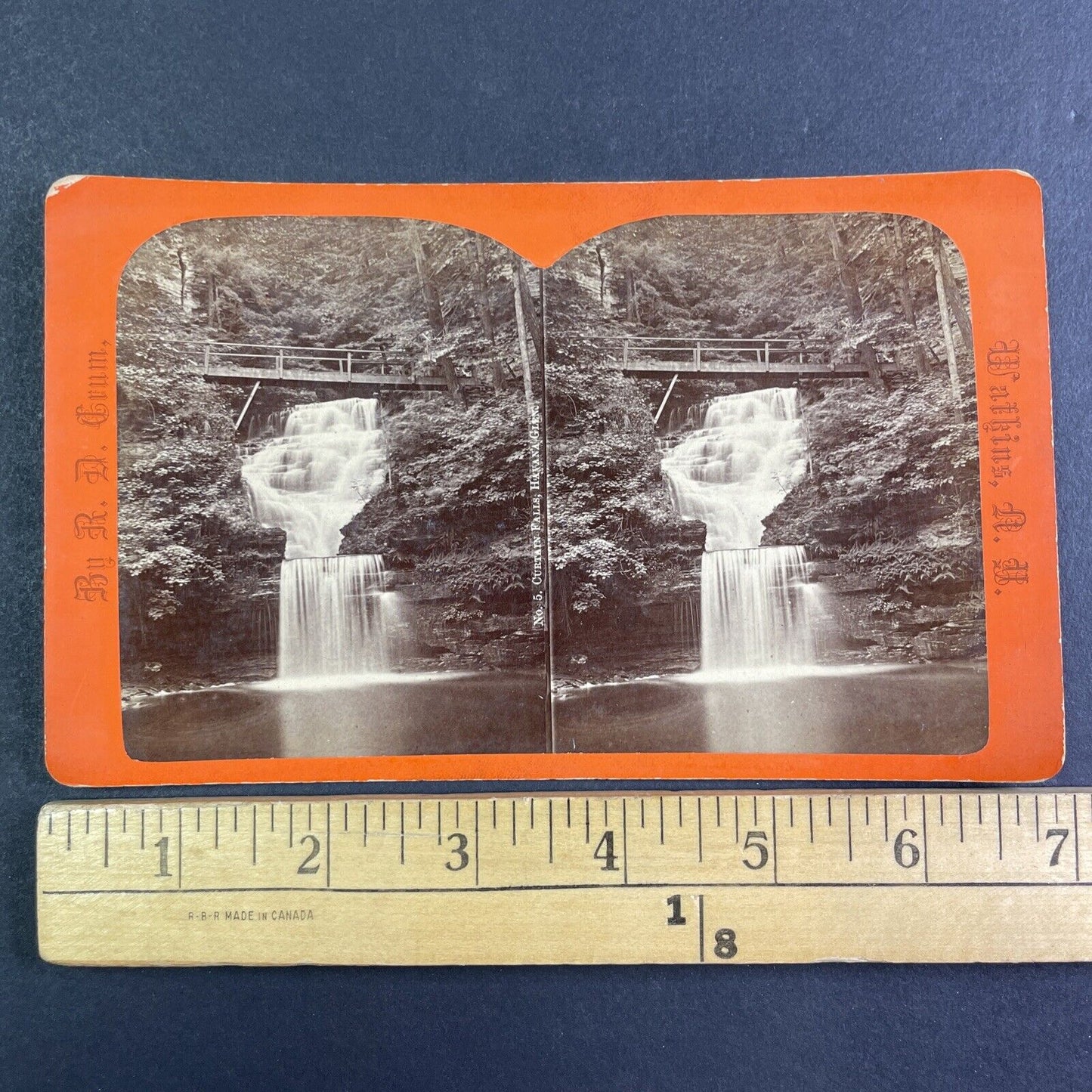 Curtain Falls Watkins Glen New York Stereoview R.D. Crum Antique c1870 Y1044
