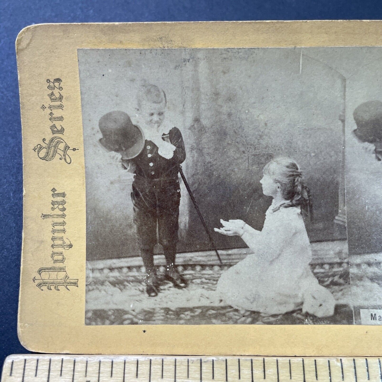 Antique 1880s Young Boy In A Bowler Hat Stereoview Photo Card P2876