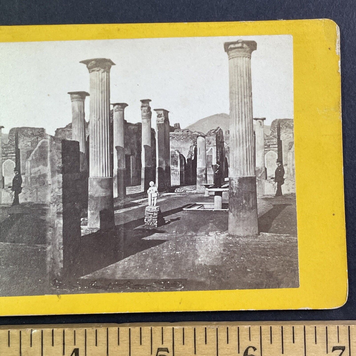 Pompeii Italy Pillars Stereoview att. M. Amodio Salt Print Antique c1860s Y110