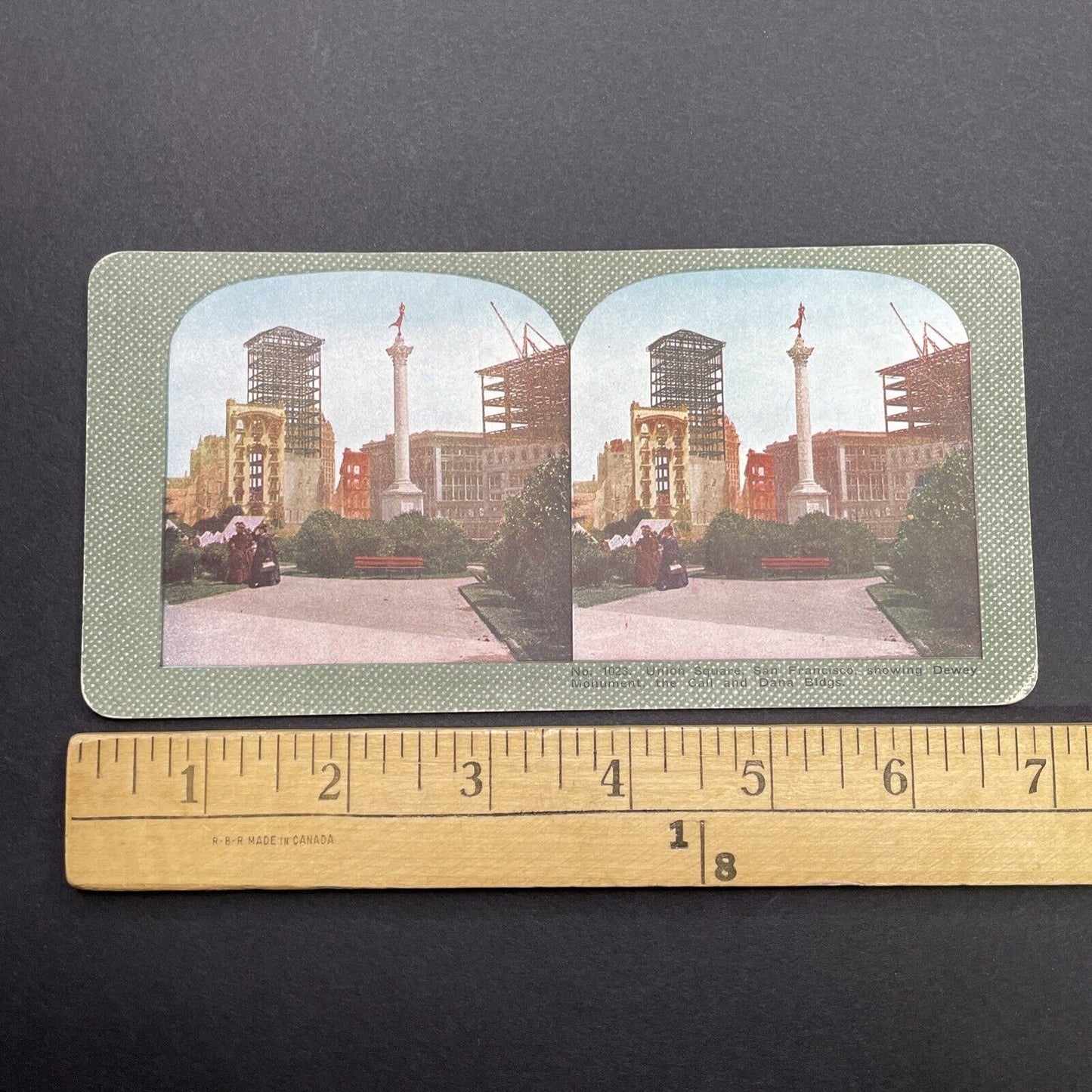 Antique 1910 San Francisco Earthquake Union Square Stereoview Photo Card 2300-23