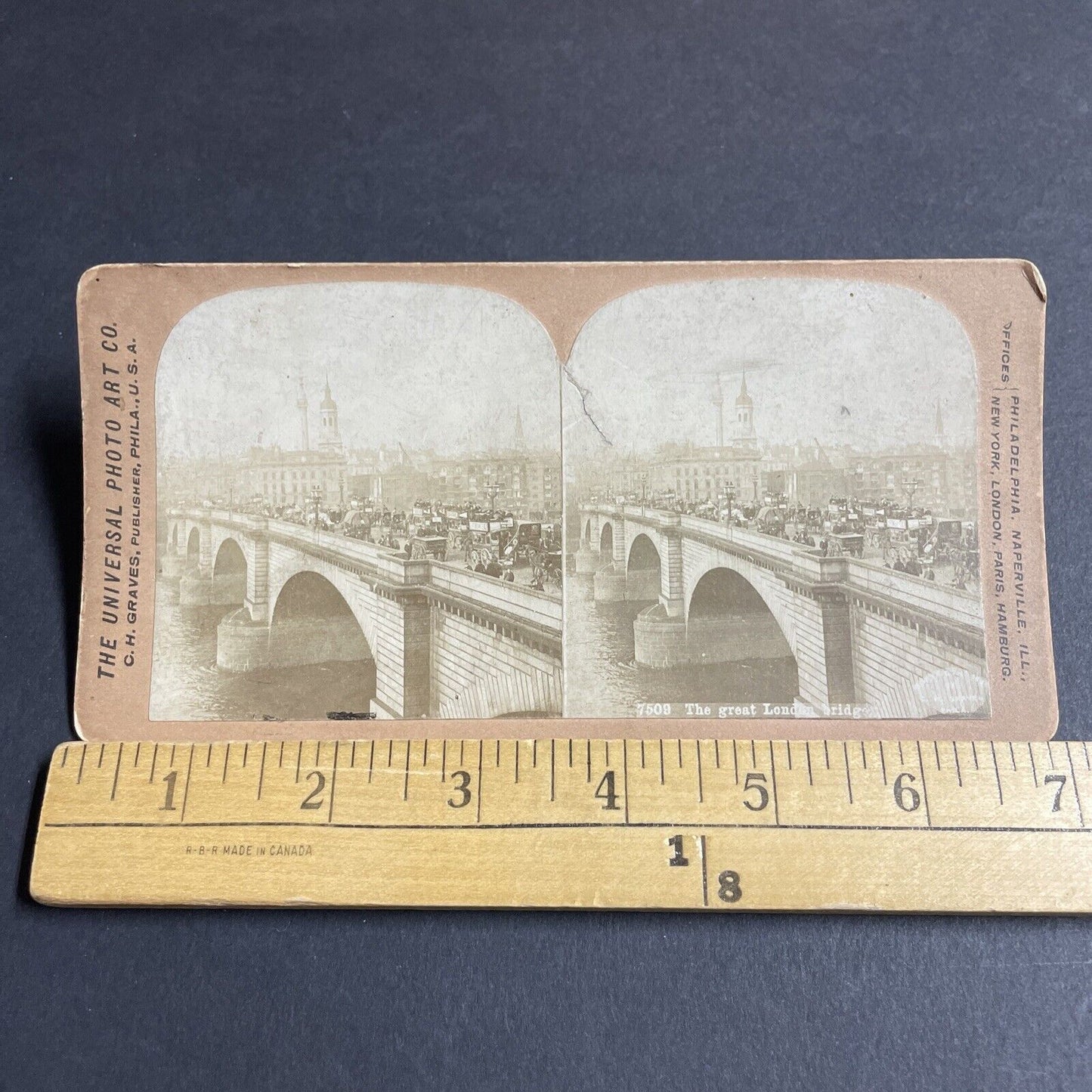 Antique 1880s Stage Coaches On London Bridge England Stereoview Photo Card P4498