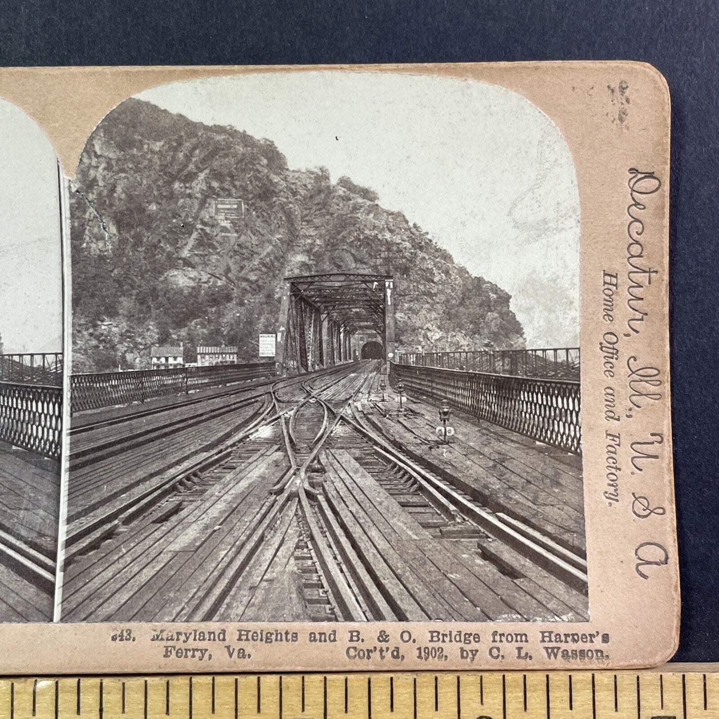 Maryland Heights Railroad Bridge Stereoview Photo Card Antique 1902 X836