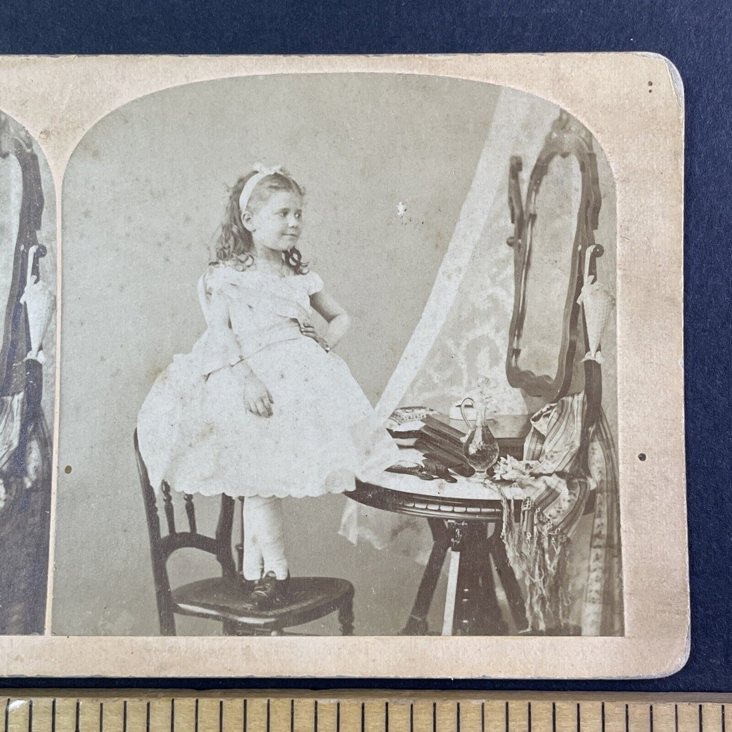 Little Girl Dressed as a Ballerina Stereoview F.G. Weller Antique c1874 Y1312