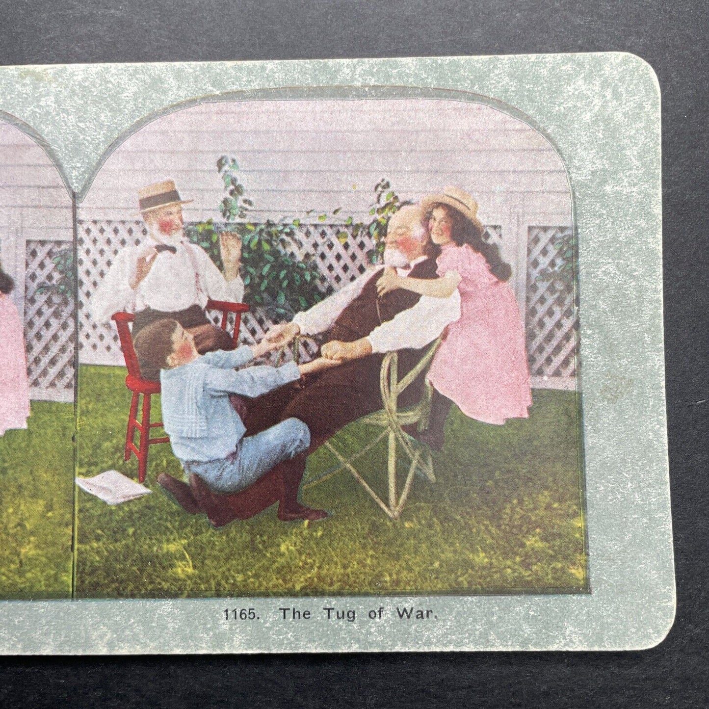 Antique 1898 Children Play With Grandfather Stereoview Photo Card P580-014