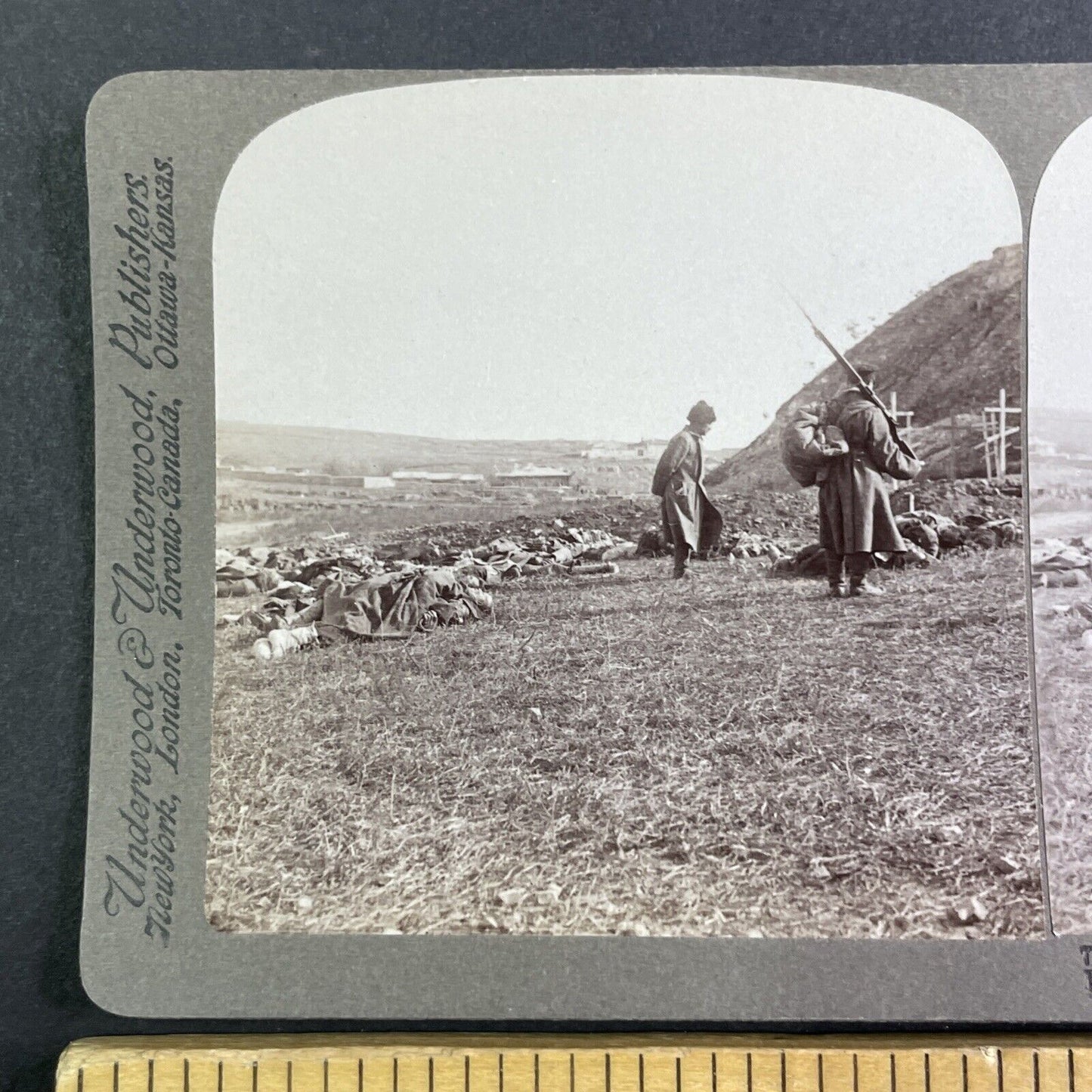 Japanese Cemetery Guard Stereoview Russo-Sino War Antique c1905 X4202