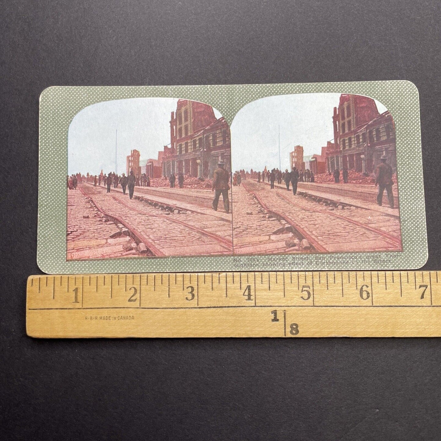 Antique 1910s San Francisco Earthquake Market St Stereoview Photo Card 2300-52