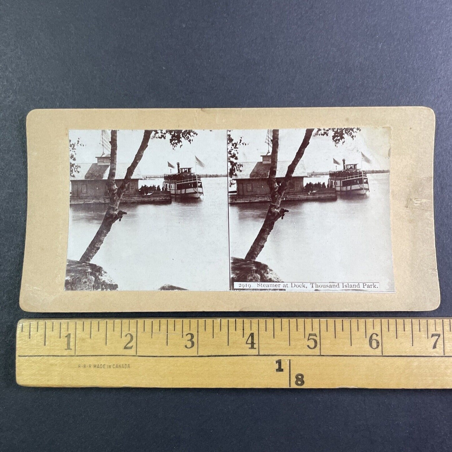 Streamship in Alexandria Bay Thousand Islands Park NY Stereoview c1890s Y2567