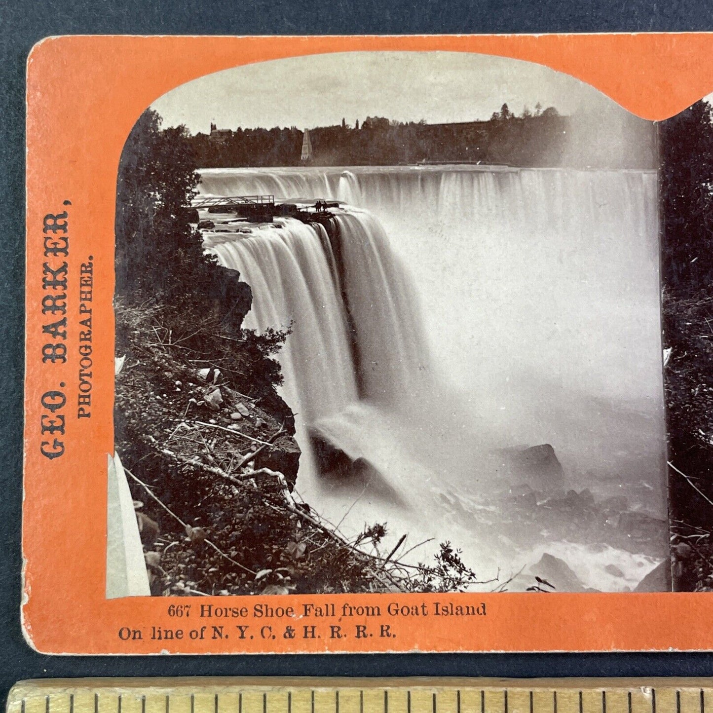 Terrapin Tower After it was Blown Up with Dynamite Stereoview c1870s Y2542