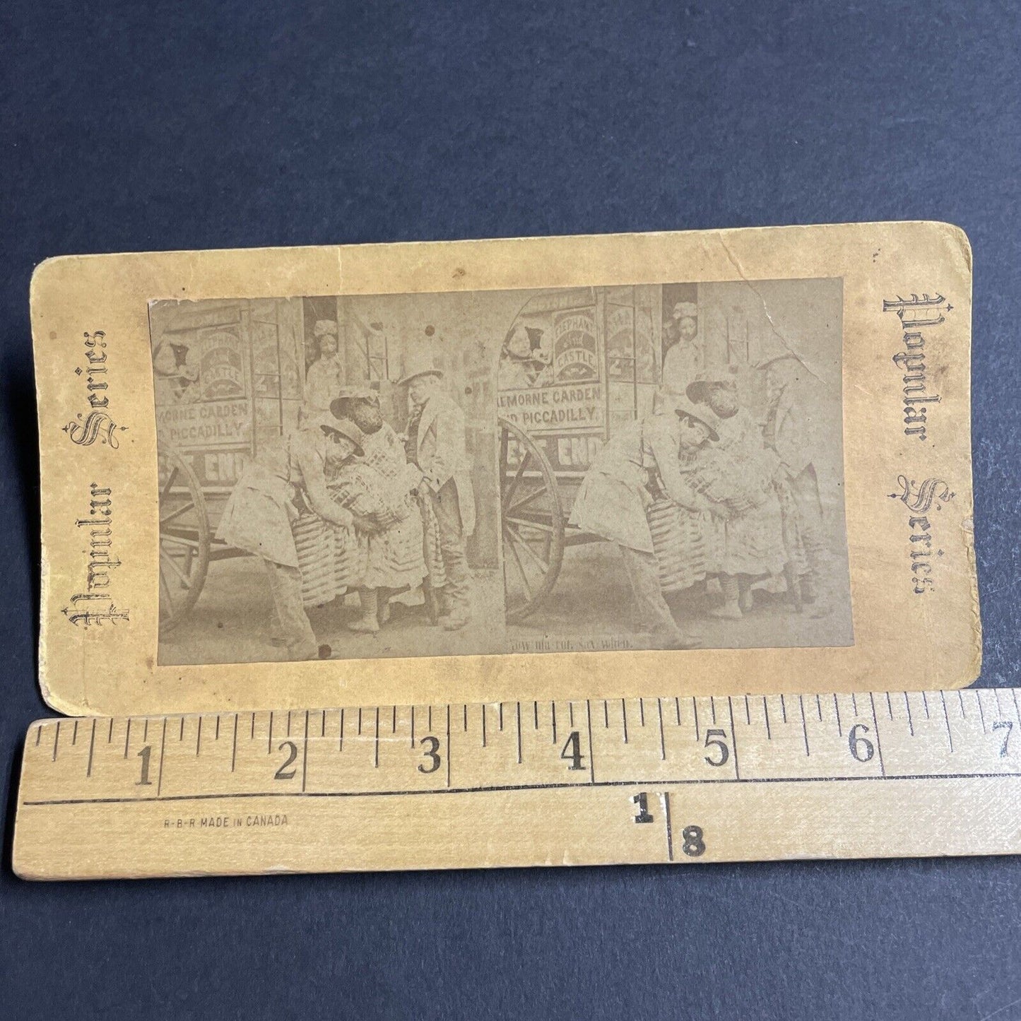 Antique 1870s Man Grabs Womans Bottom Near Carriage Stereoview Photo Card P4687