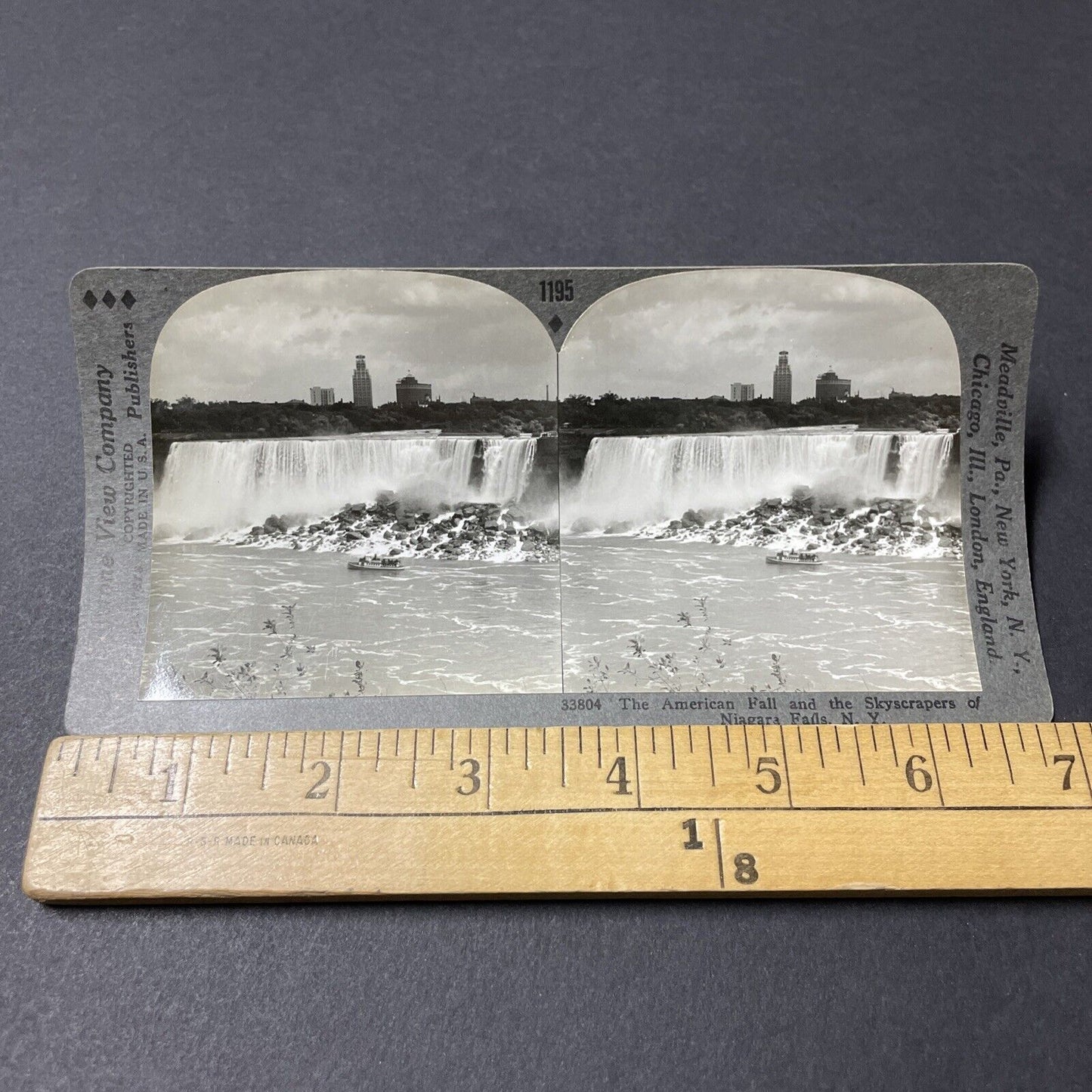 Antique 1930s Maid Of The Mist Boat Niagara Falls Stereoview Photo Card V2641