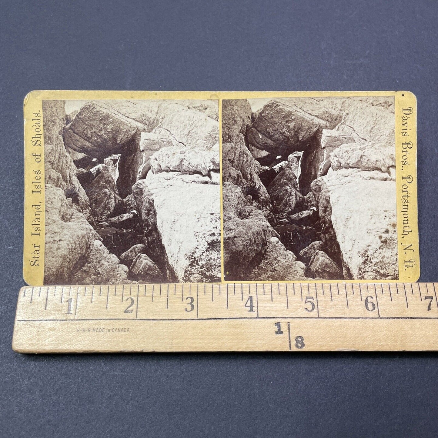 Antique 1870s Star Island Rock Flume Isles Of Shoals Stereoview Photo Card V2095