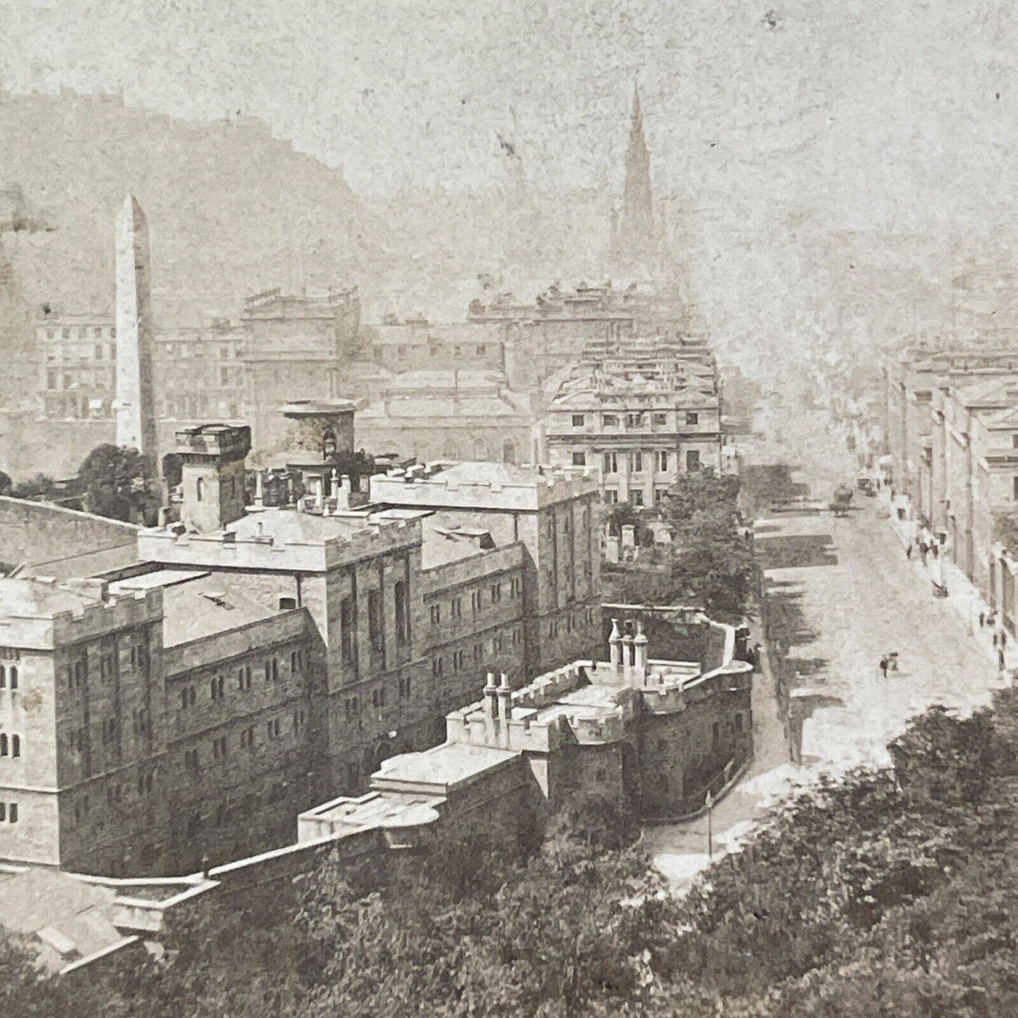 Edinburgh Scotland City View Stereoview Archibald Burns Antique c1860 X2591