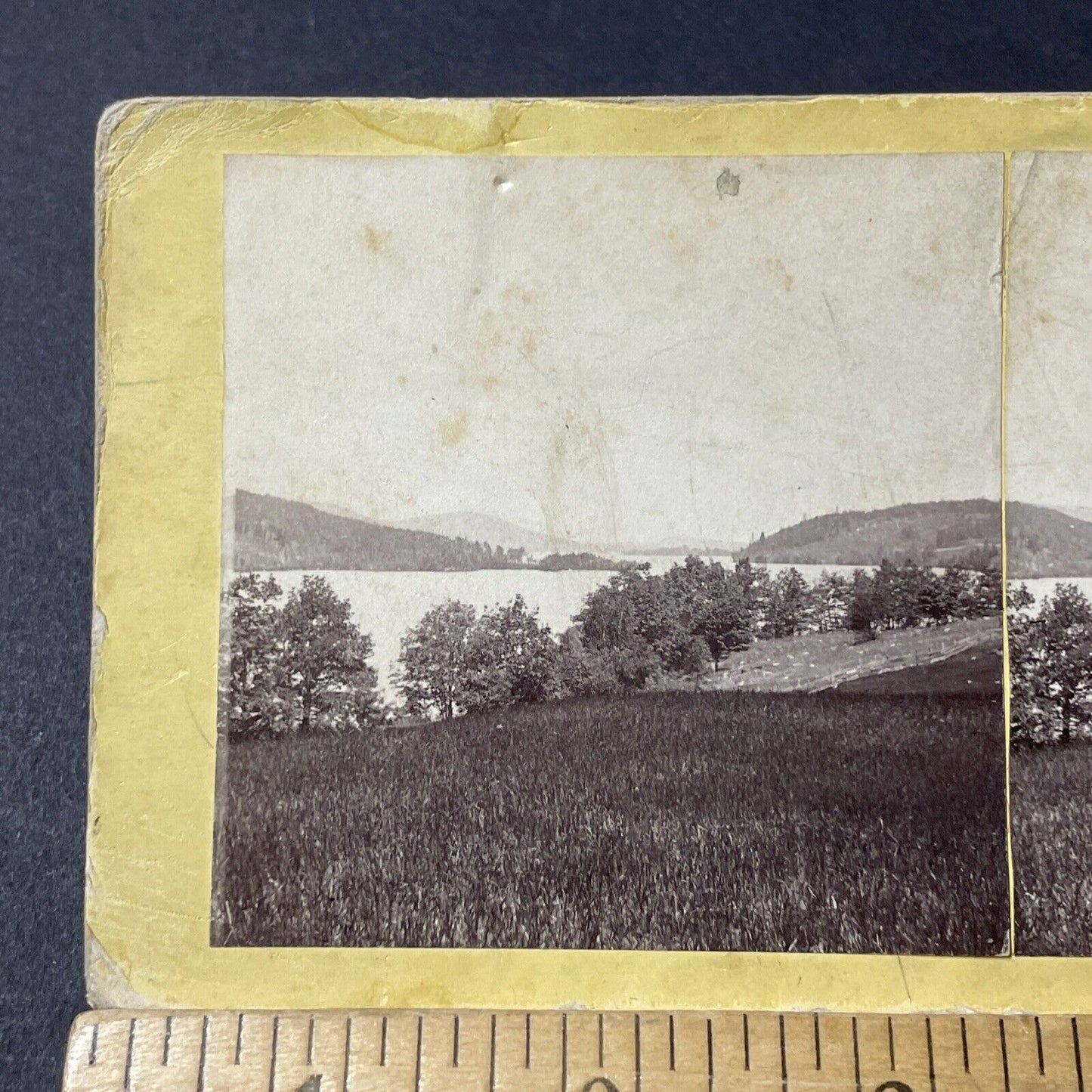 Antique 1870s Alton Bay New Hampshire Stereoview Photo Card V1828