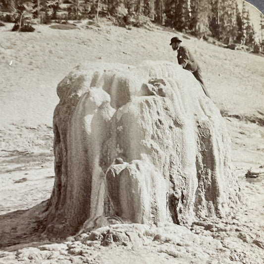 Antique 1904 Lone Star Geyser Yellowstone Park Stereoview Photo Card P4948