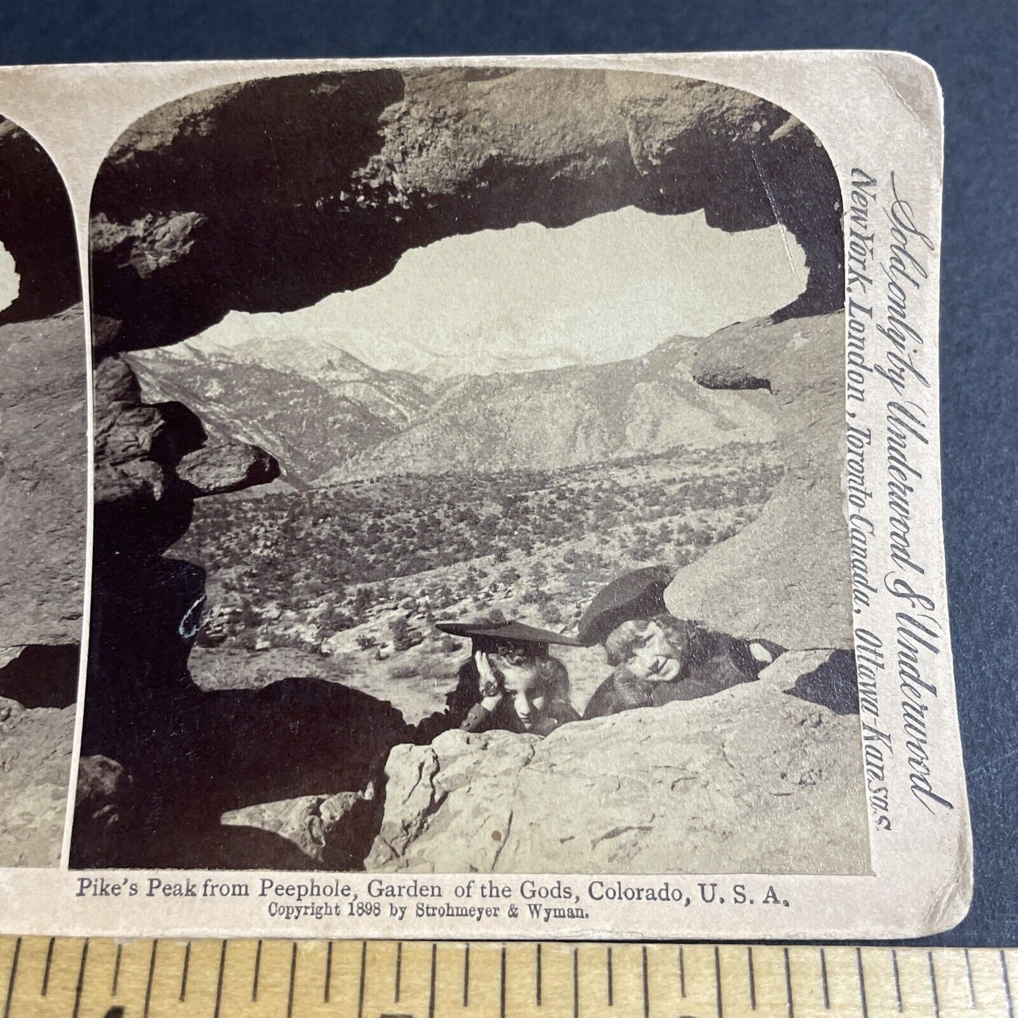 Antique 1898 Children At Pikes Peak Colorado Stereoview Photo Card P4346