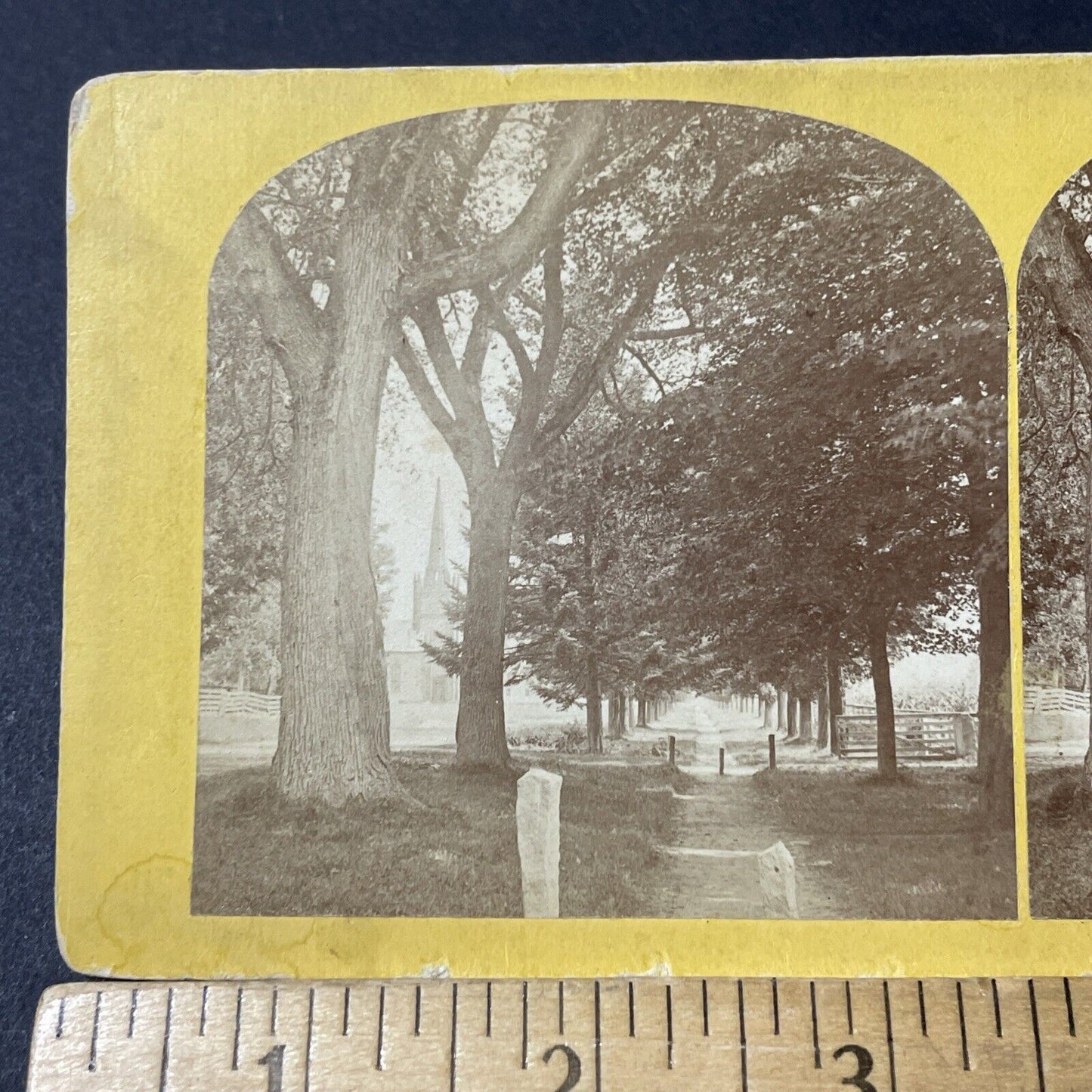 Antique 1870s Church Pathway Warren New Hampshire Stereoview Photo Card V1826