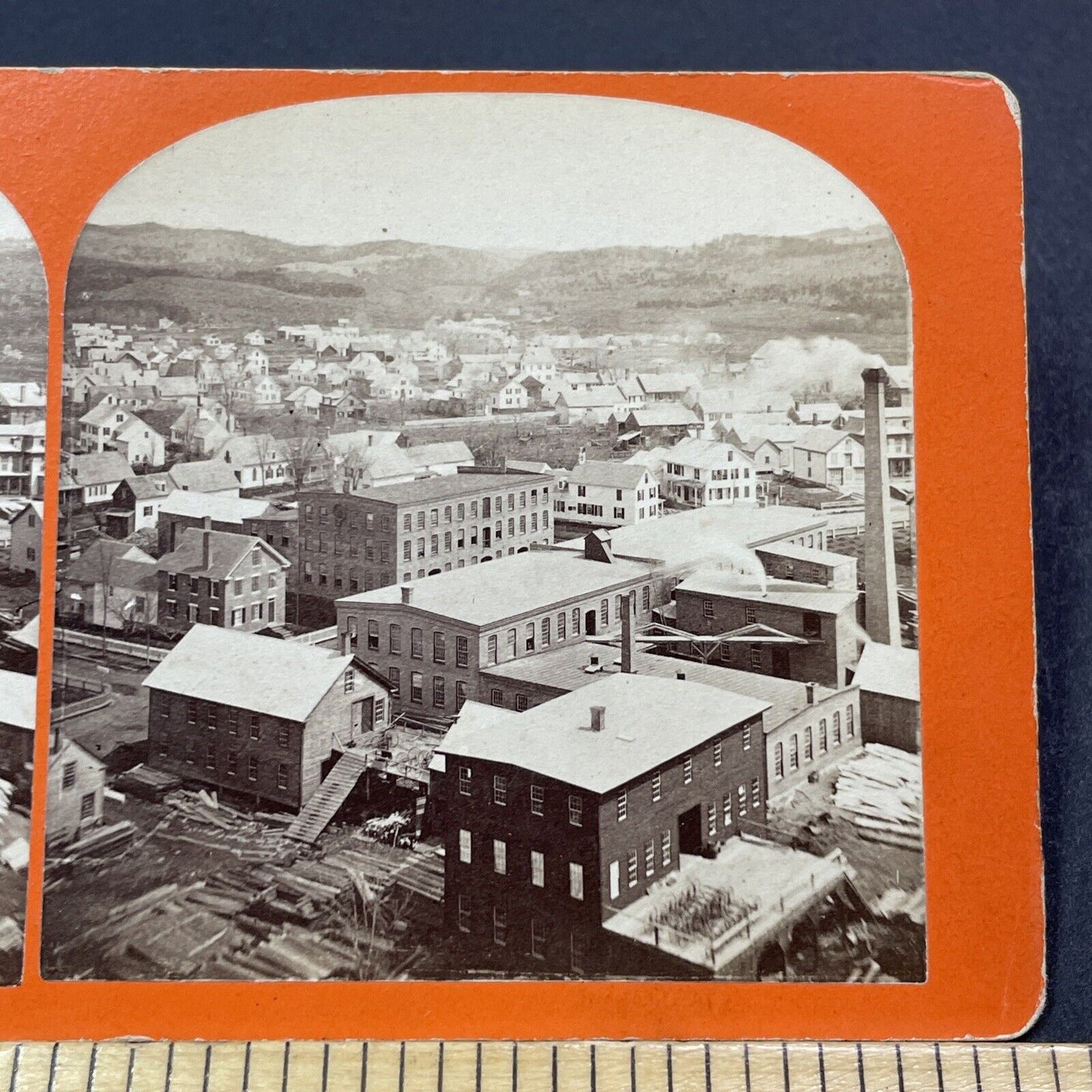 Antique 1860s Lumber Mills In Keene New Hampshire Stereoview Photo Card V1971