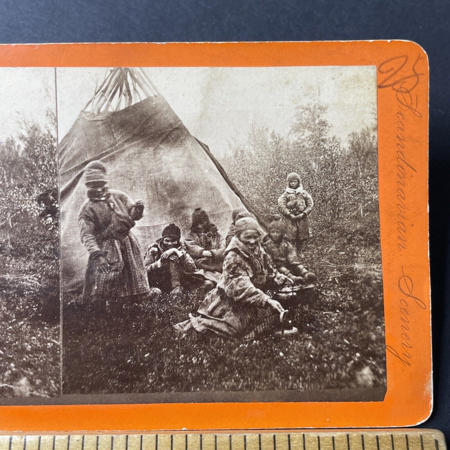 Antique 1860s Native Indigenous Sweden Sami Indians Stereoview Photo Card Q2267