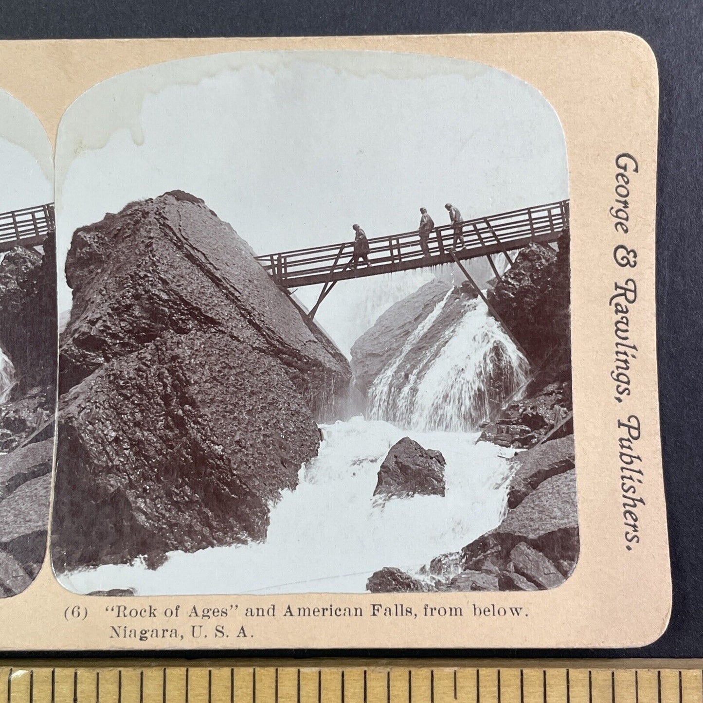 Niagara Falls Rock of Ages Bridge Stereoview George and Rawlings c1901 Y1448