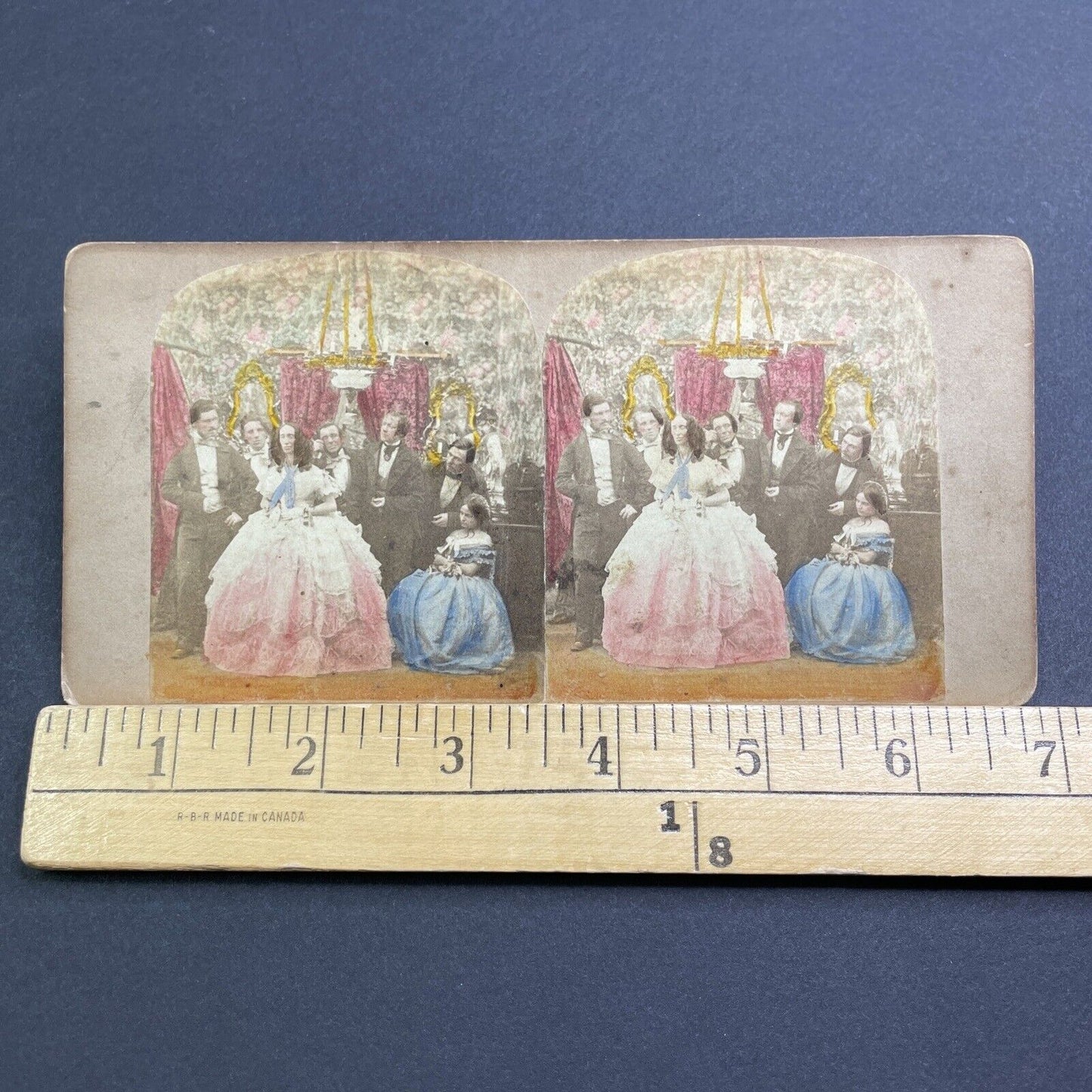 Antique c1859 Woman In American Ballroom Gown Stereoview Photo Card V474