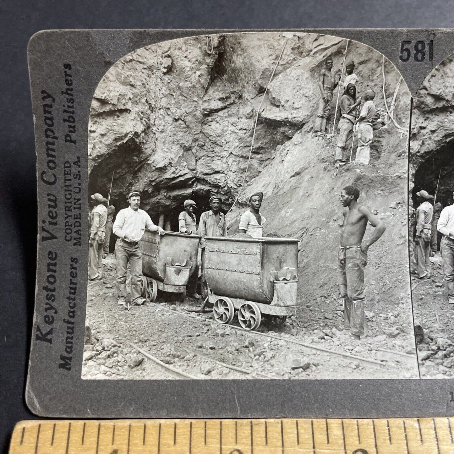 Antique 1910s African Diamond Miners Kimberley SA Stereoview Photo Card P5204