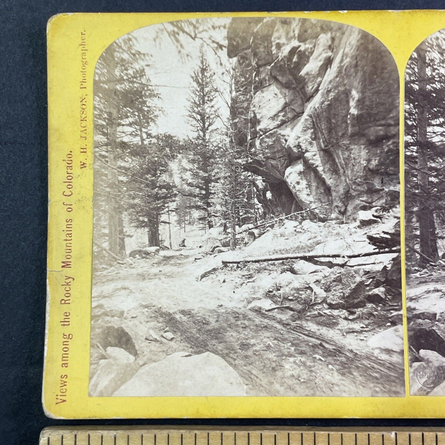 W.H. Jackson Hayden Geological Survey Stereoview Boulder Canyon CO c1872 X3636