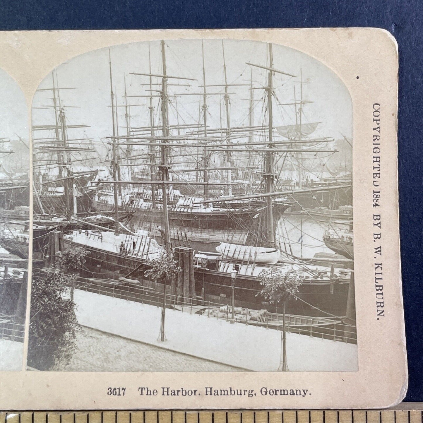 Royal Yachts In Harbor Hamburg Germany Stereoview Antique c1884 X3829