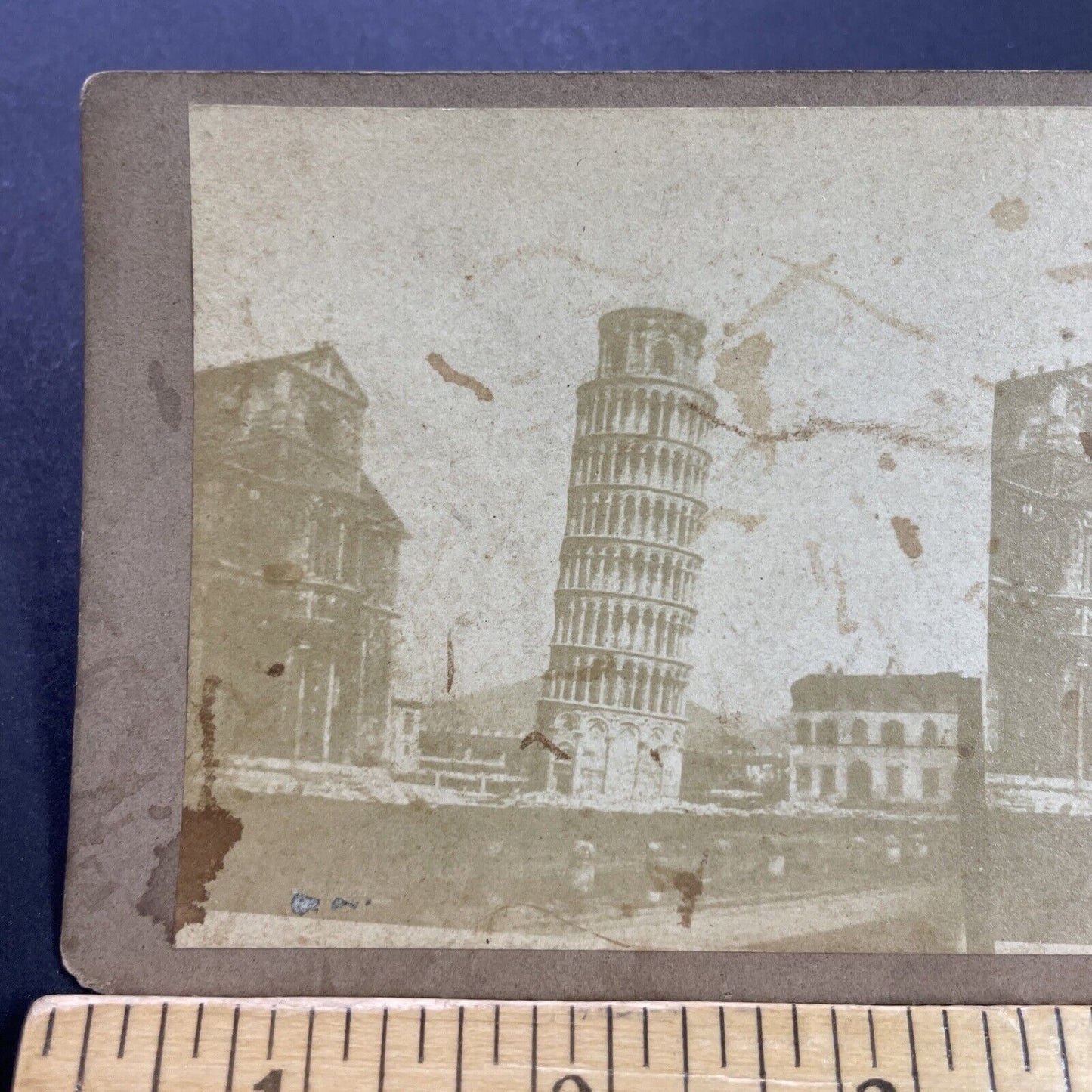 Antique 1860s Leaning Tower Of Pisa Italy Stereoview Photo Card P4137