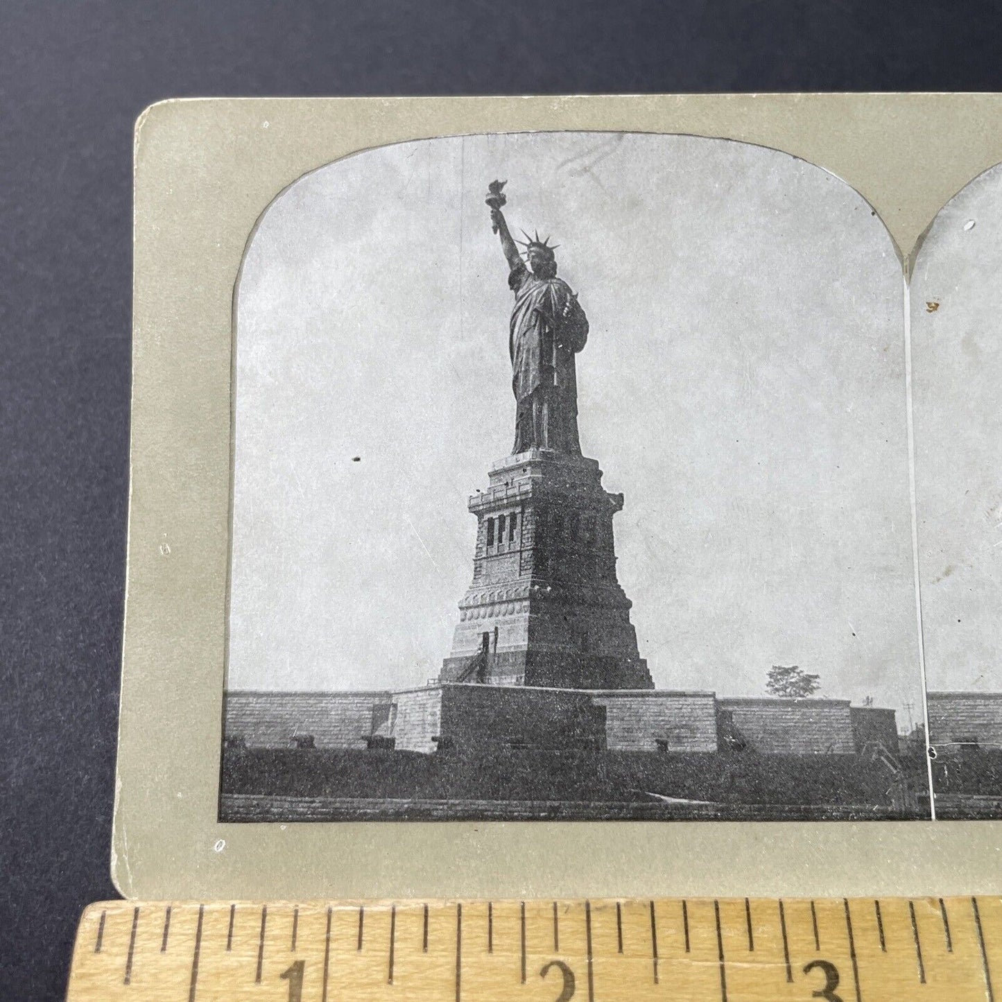 Antique 1910s Statue Of Liberty Manhattan NY Stereoview Photo Card P3055