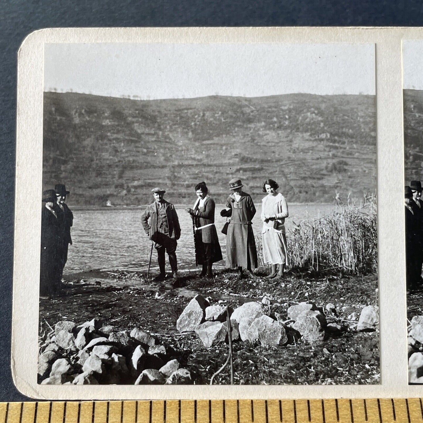 Antique 1925 Wealthy Family Lake Nemi Italy OOAK Stereoview Photo Card P3269