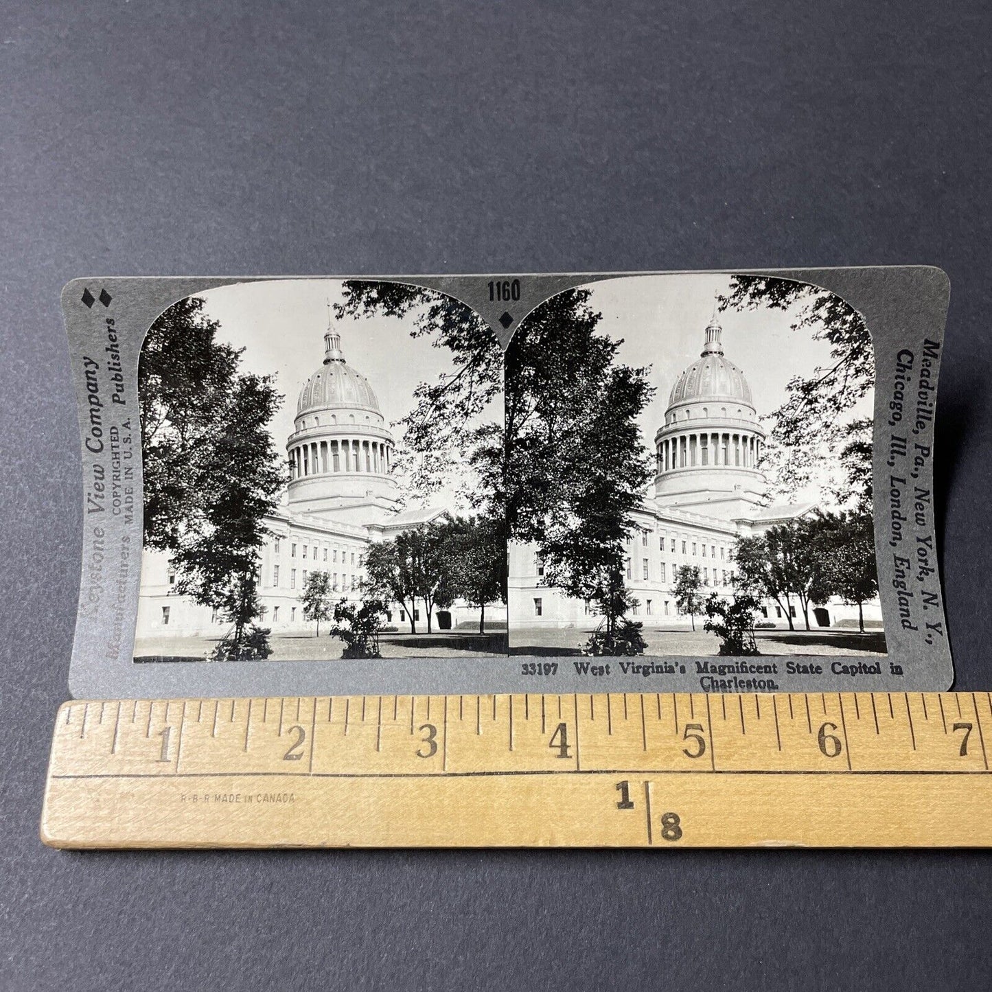 Antique 1930s State Capitol Building Charleston WV Stereoview Photo Card V2606