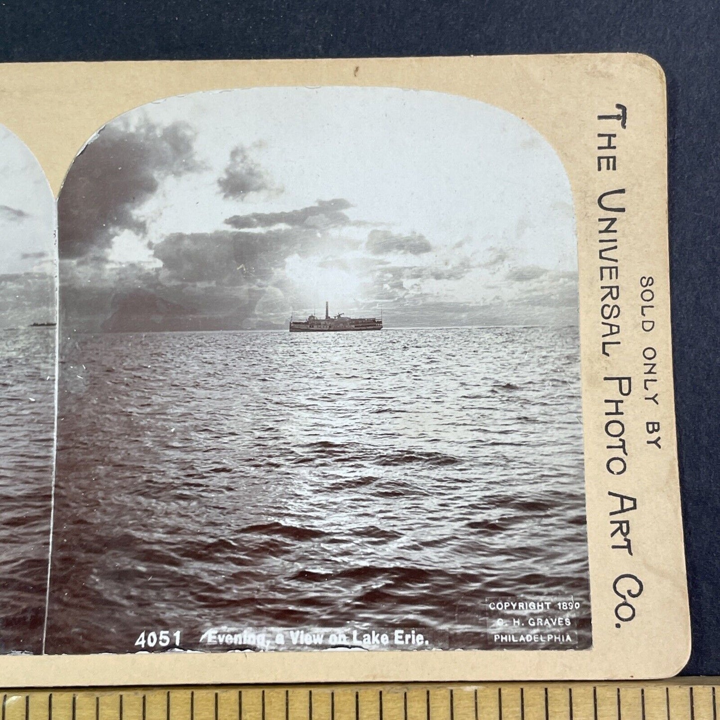 A Steamship Paddle Boat On Lake Erie Stereoview CH Graves Antique c1900 X3182