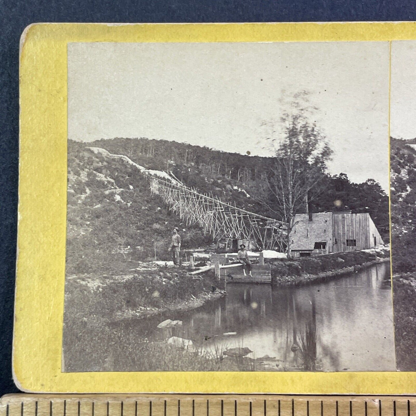 California Gold Rush Hydraulic Mining Stereoview Sierra Nevadas? Antique c1863