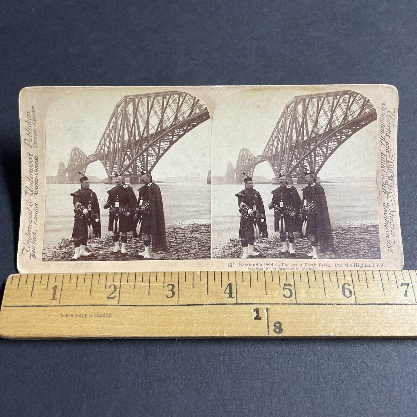 Antique 1900 Scottish Highlanders In Kilt Stereoview Photo Card P4396