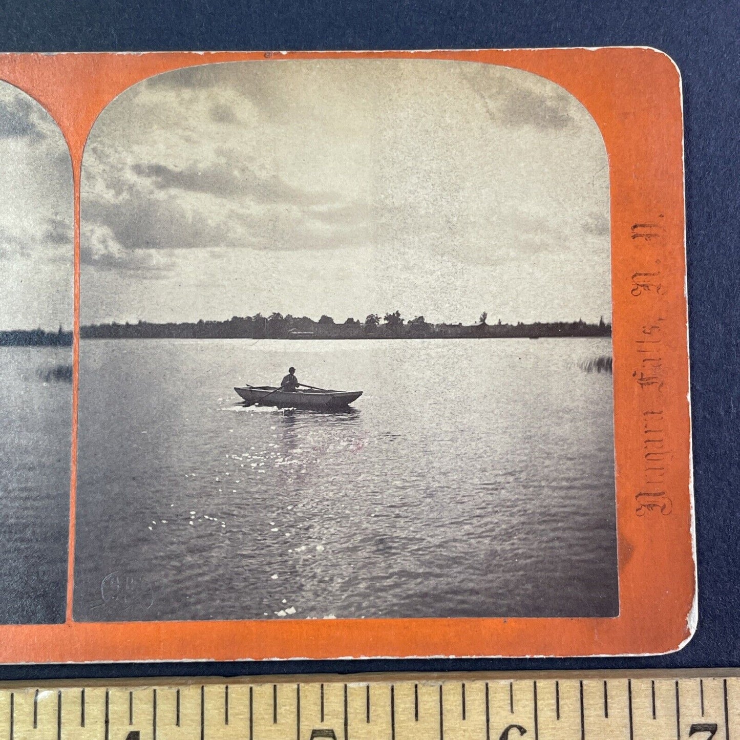 Rowboat Near Navy Island Chippawa Ontario Stereoview C. Bierstadt c1870s Y2126