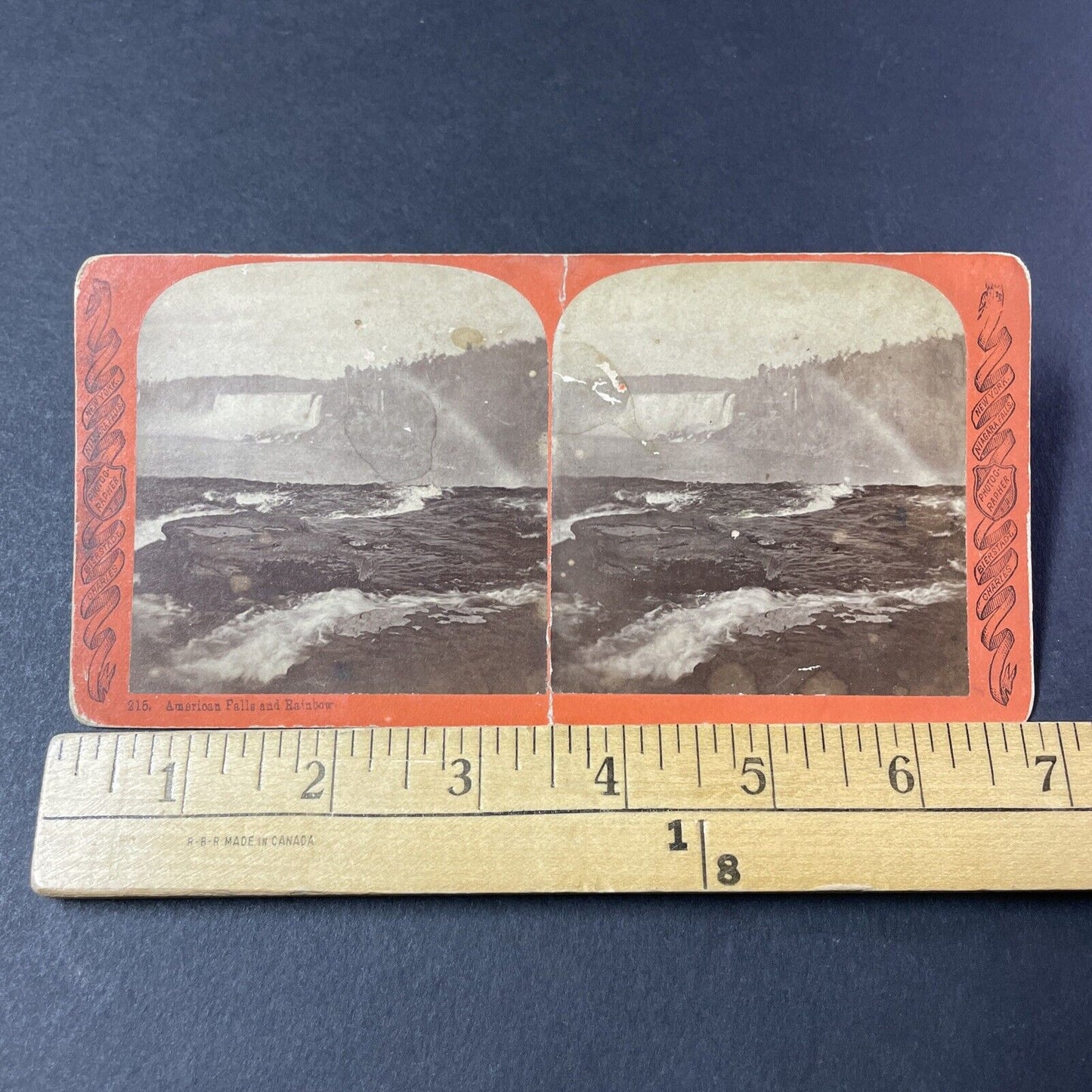 Antique 1870s Top Edge Of Niagara Falls Stereoview Photo Card P2460-20