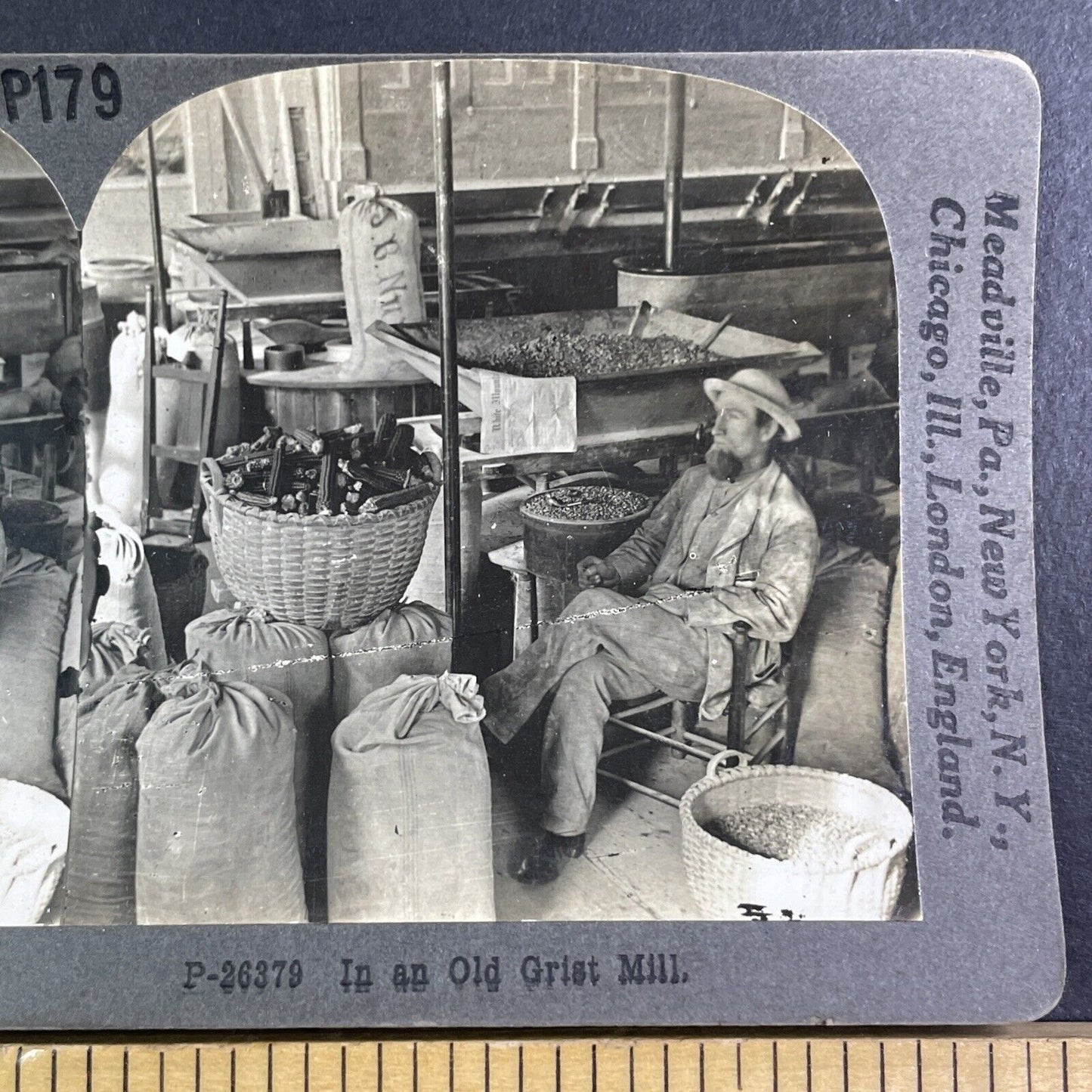 Old Grist Mill White Mountains New Hampshire Stereoview Antique c1909 Y1233