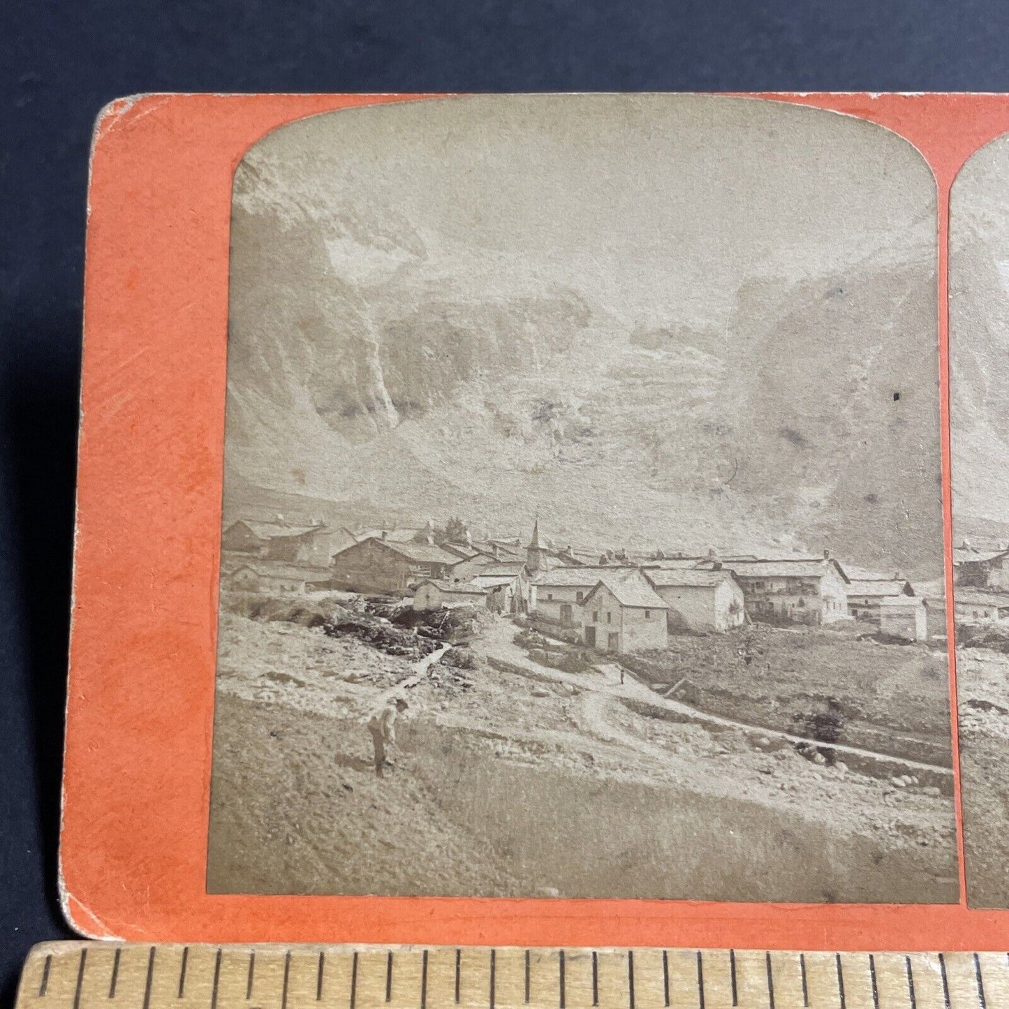 Antique 1860s Chamonix Station Bosson Glacier France Stereoview Photo Card P5188