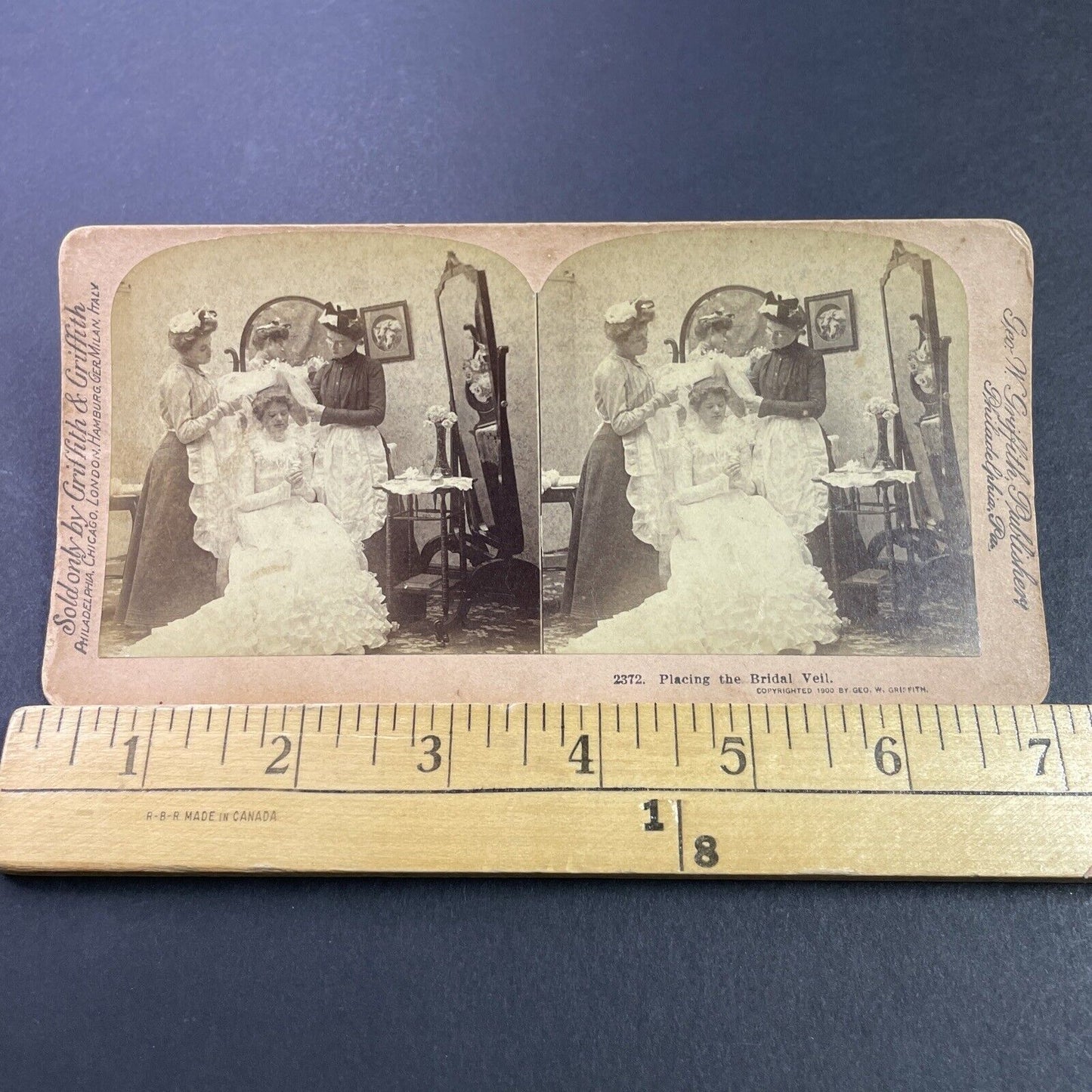 Antique 1900 Beautiful Maidens Dress The Bride Stereoview Photo Card P3437