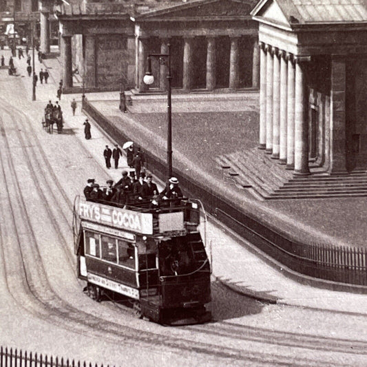 Antique 1905 Trolly Train Edinburgh Scotland Stereoview Photo Card P1282