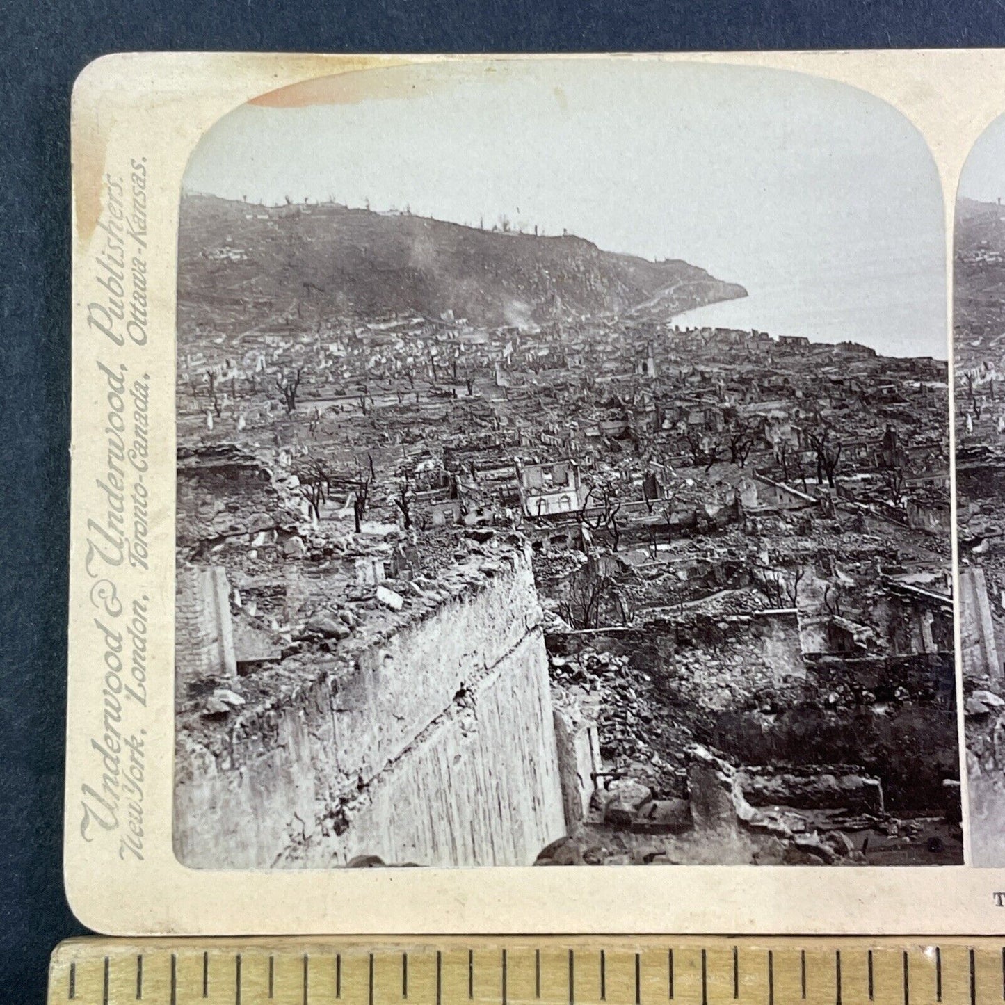 Volcano Disaster Burning City Of Death Stereoview Antique c1902 X1354