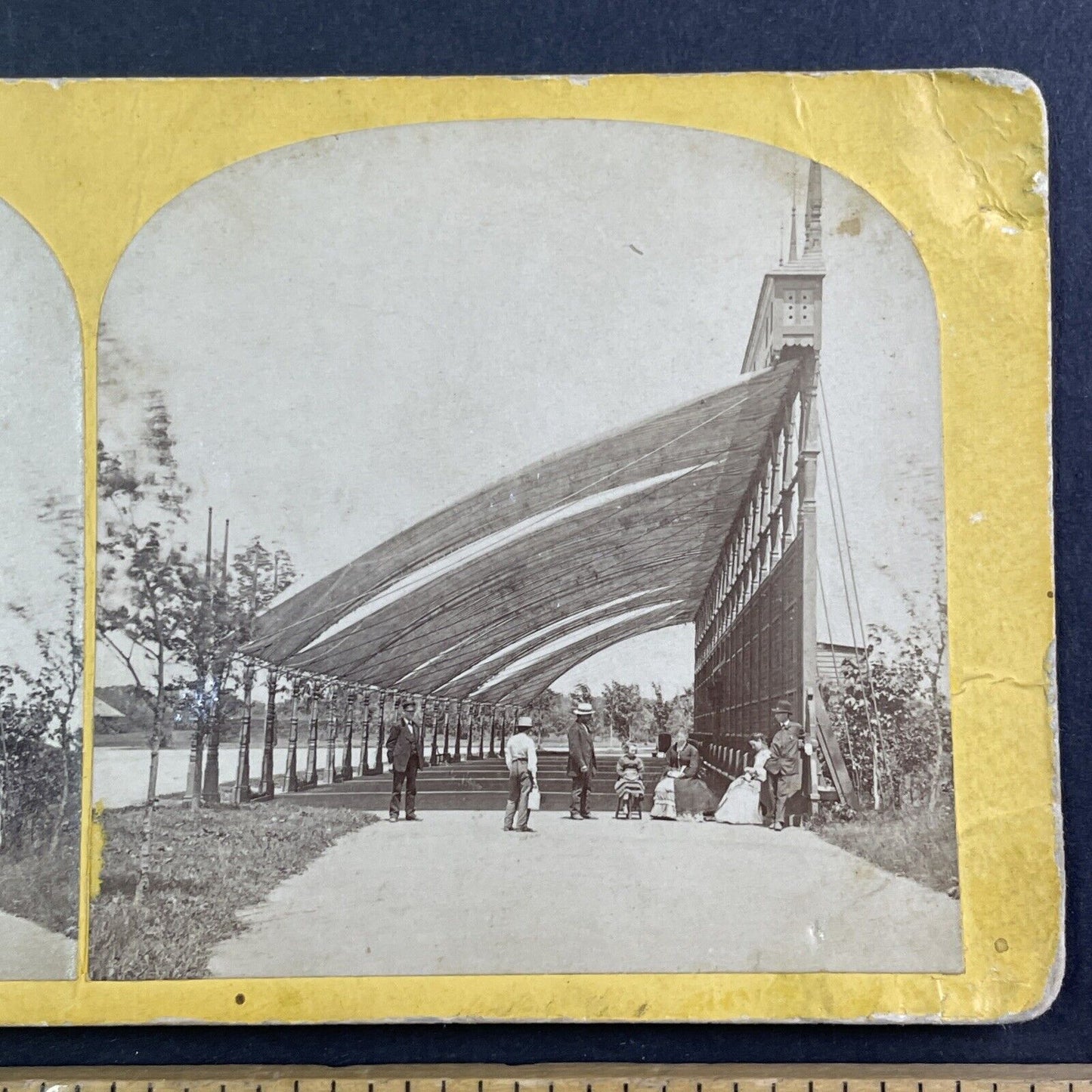 Prospect Park Wooden Shelter Stereoview Brooklyn New York Antique c1869 Y117