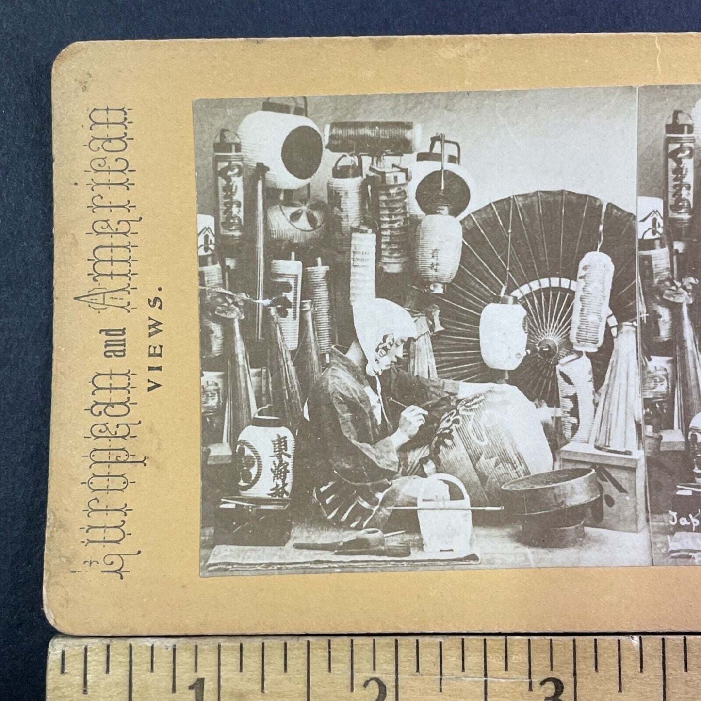 Japanese Paper Lantern Maker Stereoview Kusakabe Kimbei Antique c1870 X3107 RARE