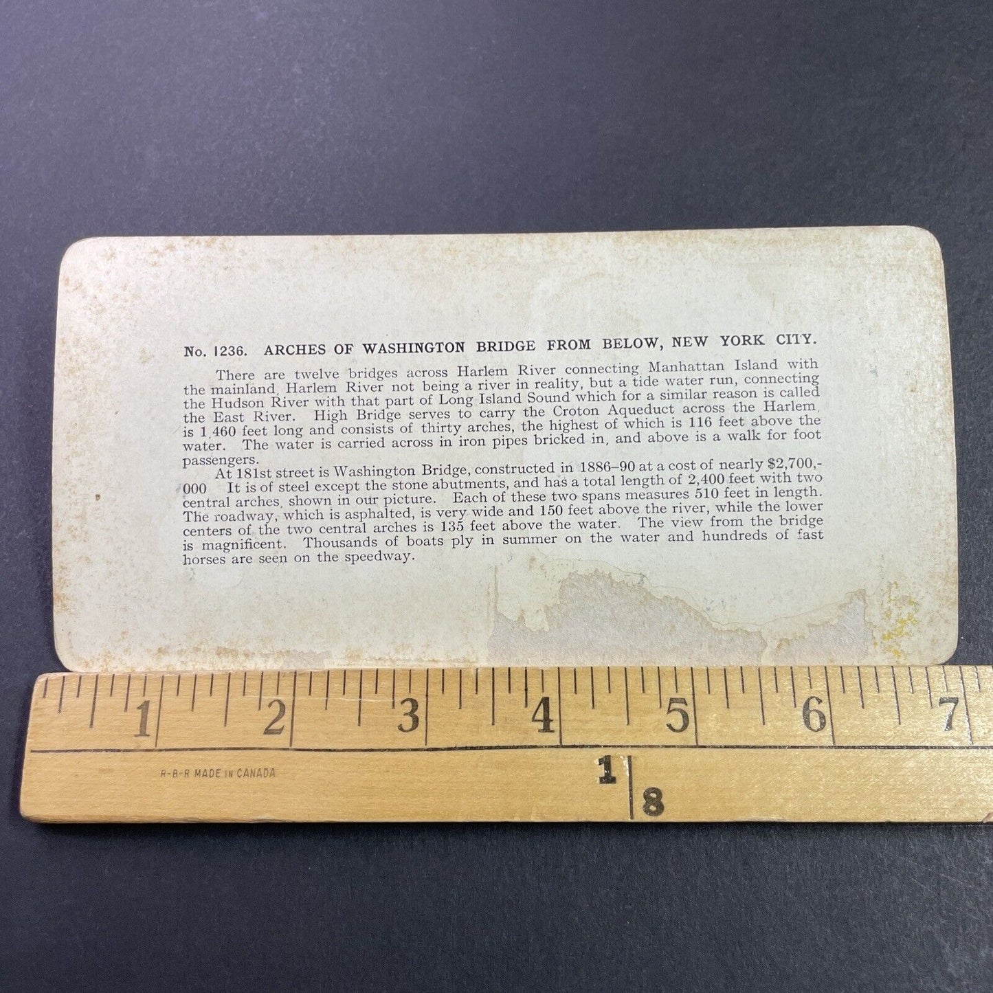 Antique 1910s Washington Bridge New York City NY Stereoview Photo Card P3455