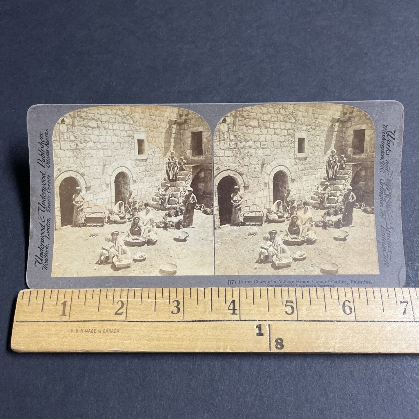 Antique 1900 Washing Clothes In Kafr Kanna Israel Stereoview Photo Card P4188