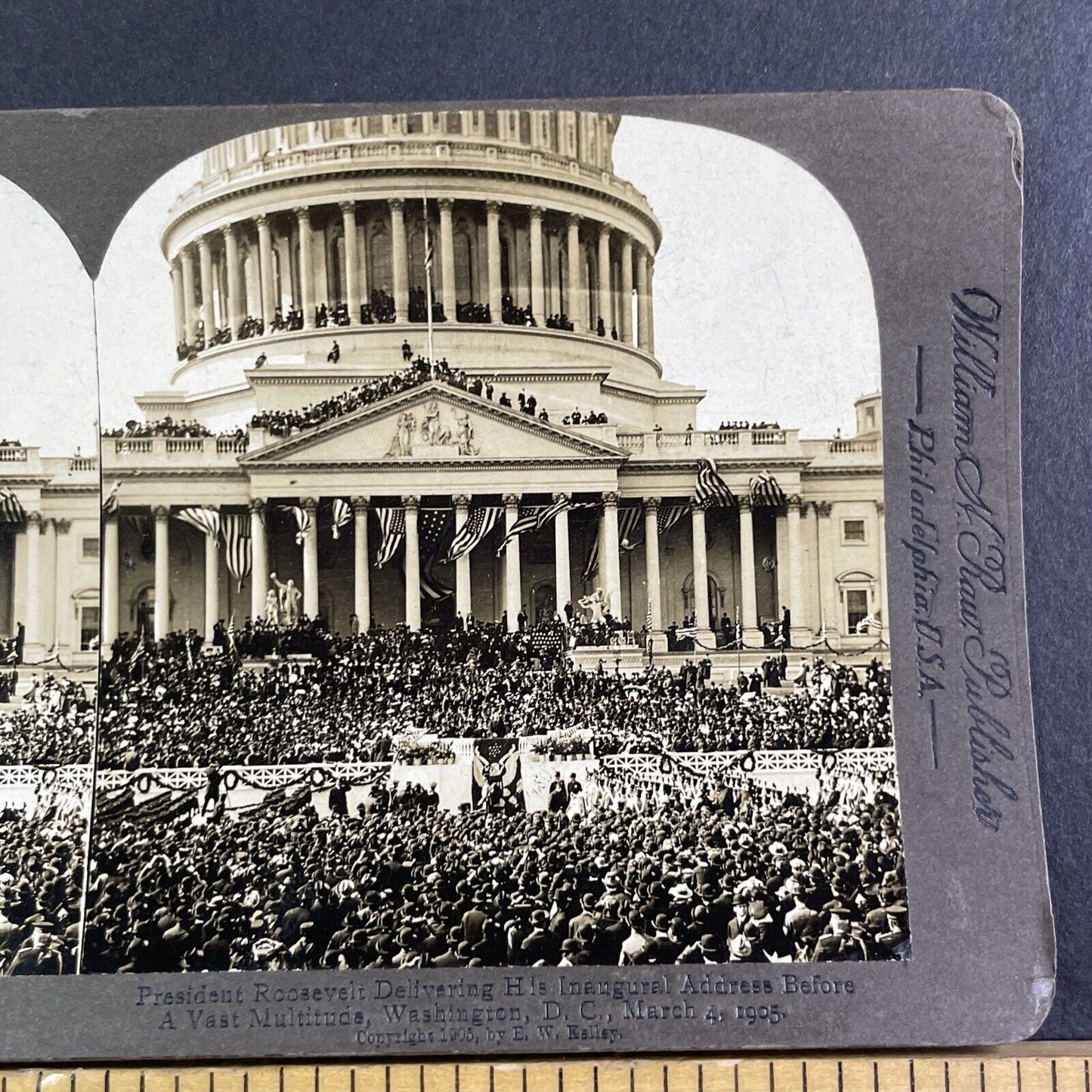 Theodore Roosevelt Inaugural Address Stereoview Washington DC Antique 1905 X4220