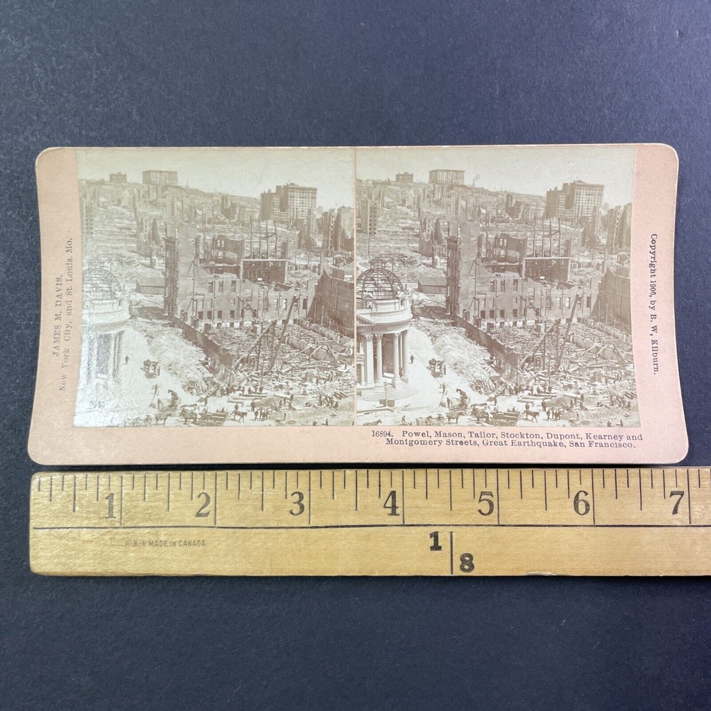 San Francisco Earthquake North Beach Stereoview Photo Card Antique 1906 X811