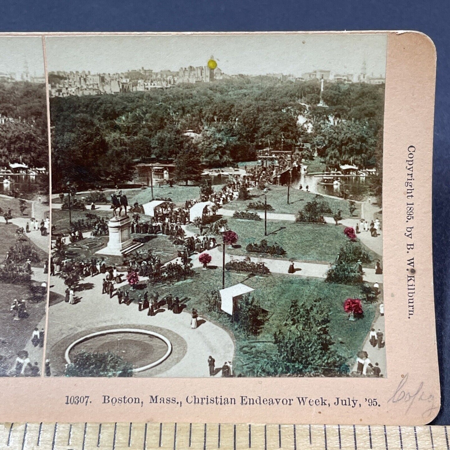 Antique 1895 Christian Endeavour Crowd Boston Common Stereoview Photo Card V1868