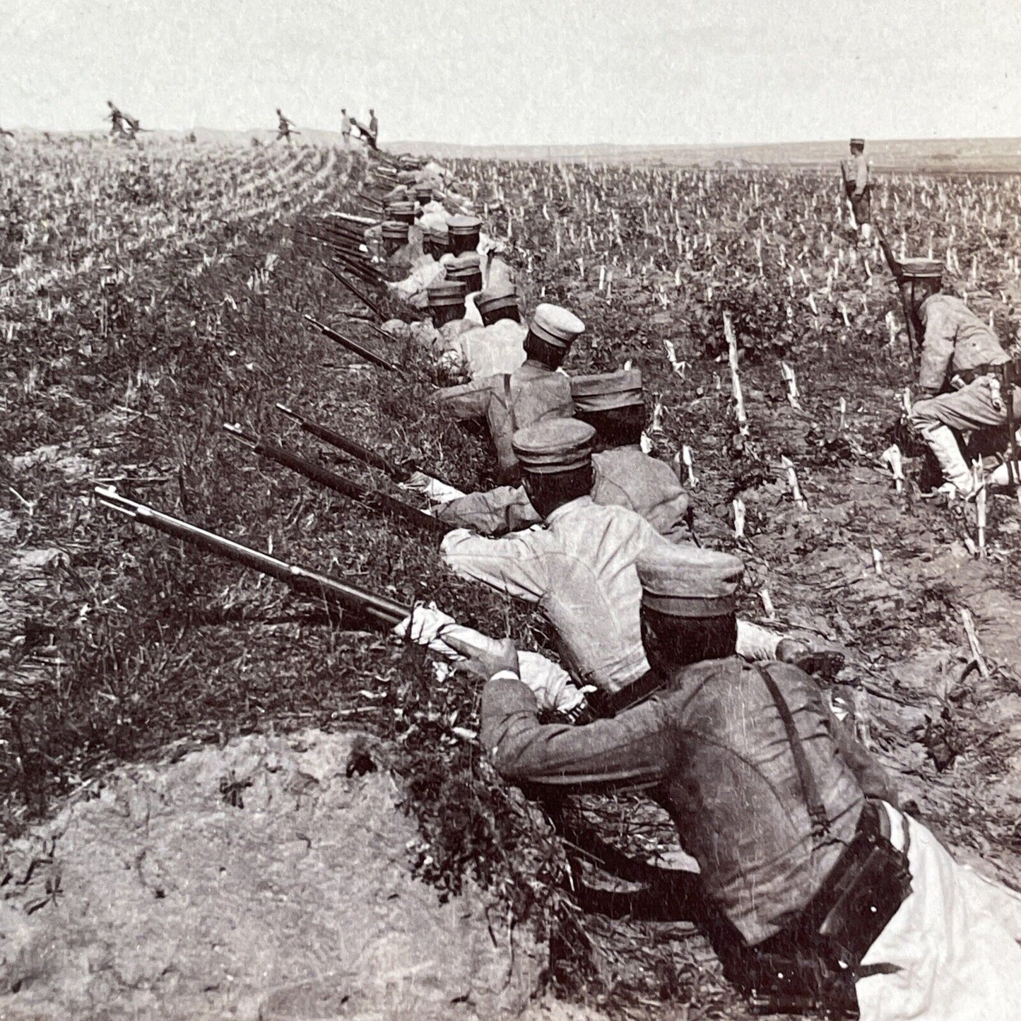 Japanese Attack Soldiers Stereoview Russo-Sino War Antique c1905 X4207